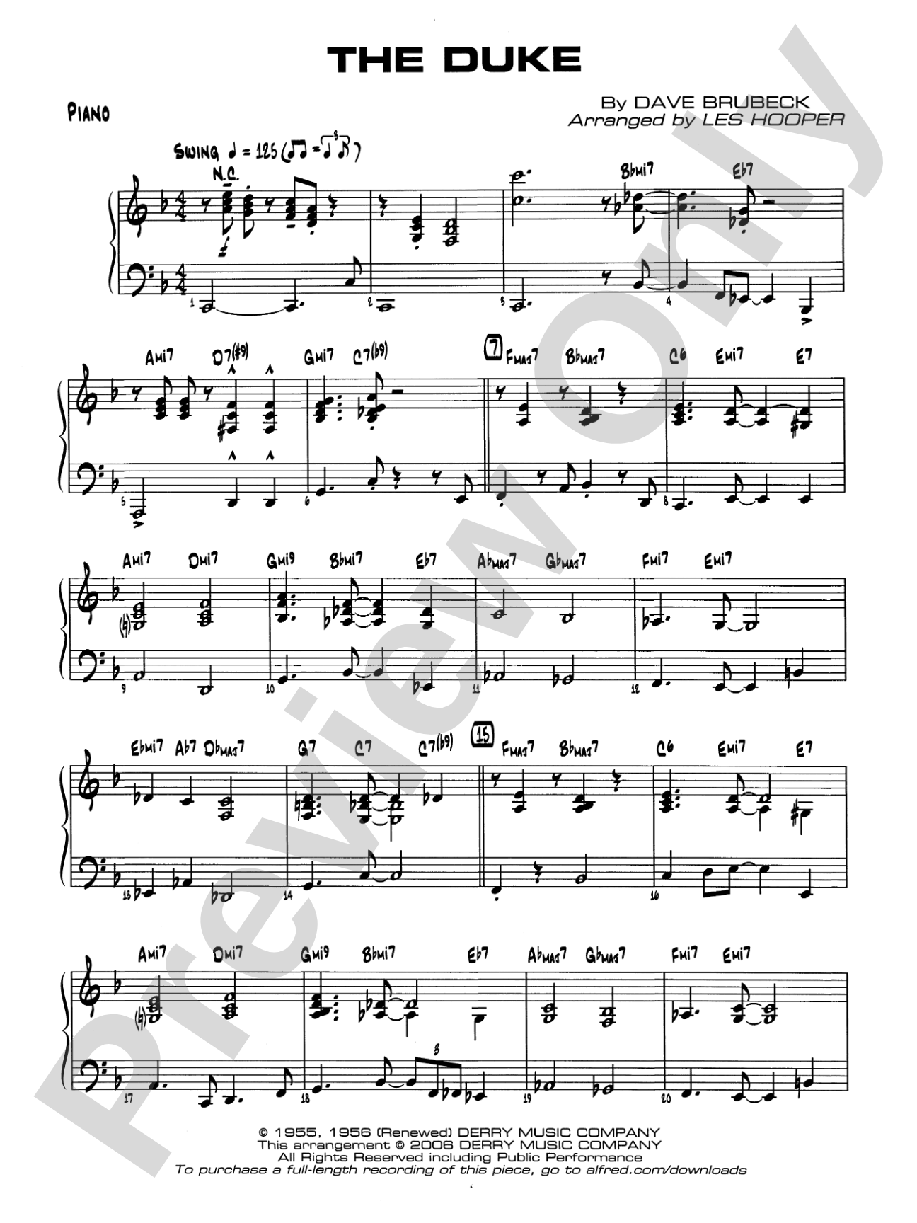 The Duke: Piano Accompaniment