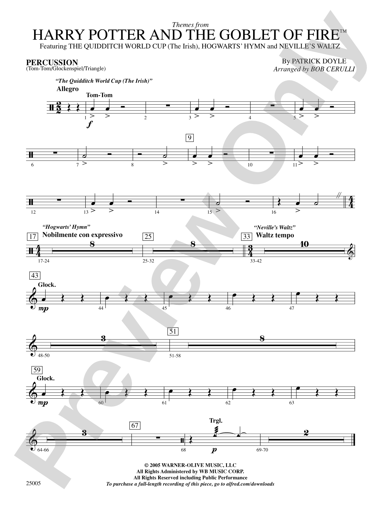 Harry Potter and the Goblet of Fire,™ Themes from: 1st Percussion