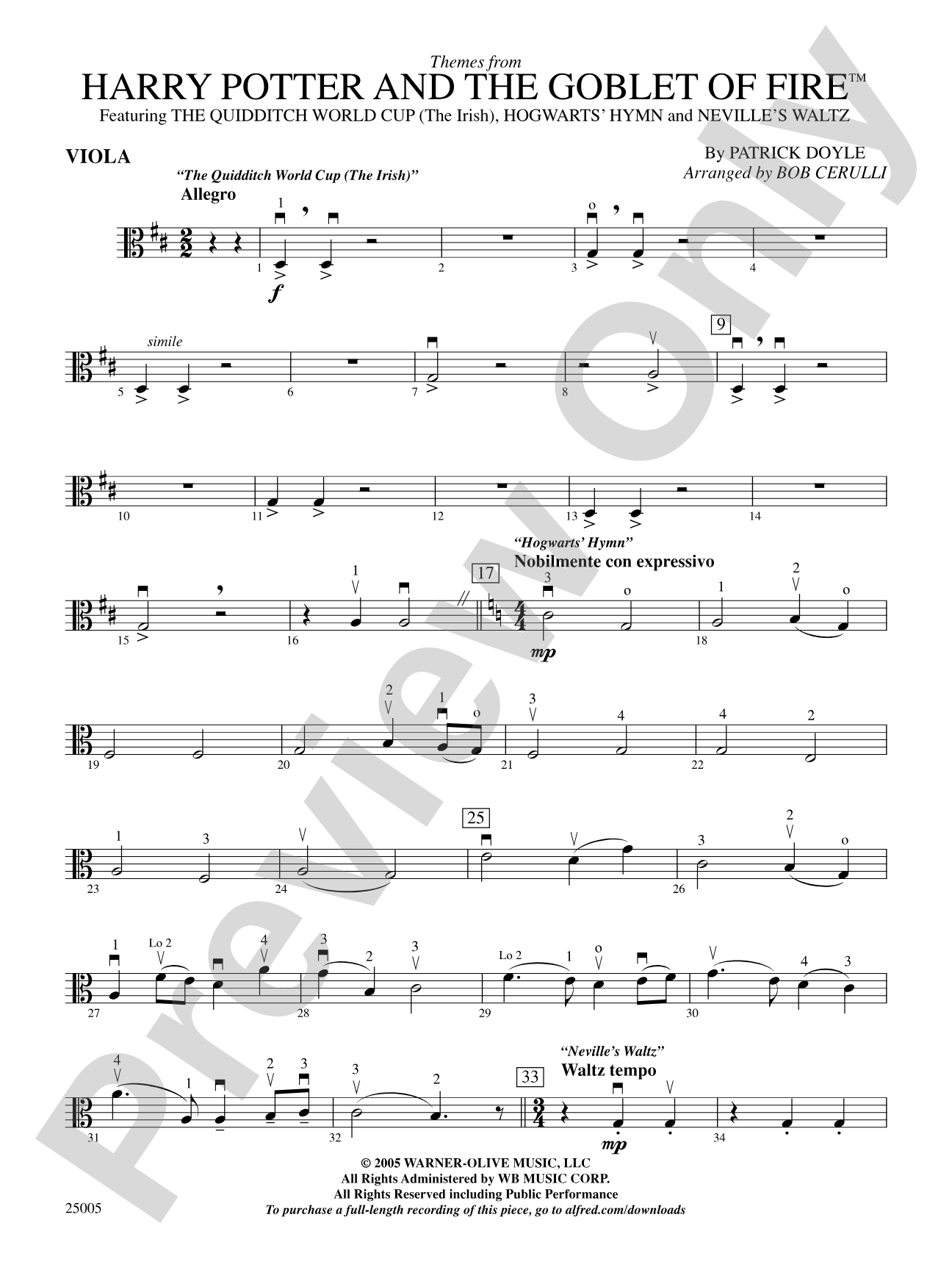 Harry Potter and the Goblet of Fire,™ Themes from: Viola