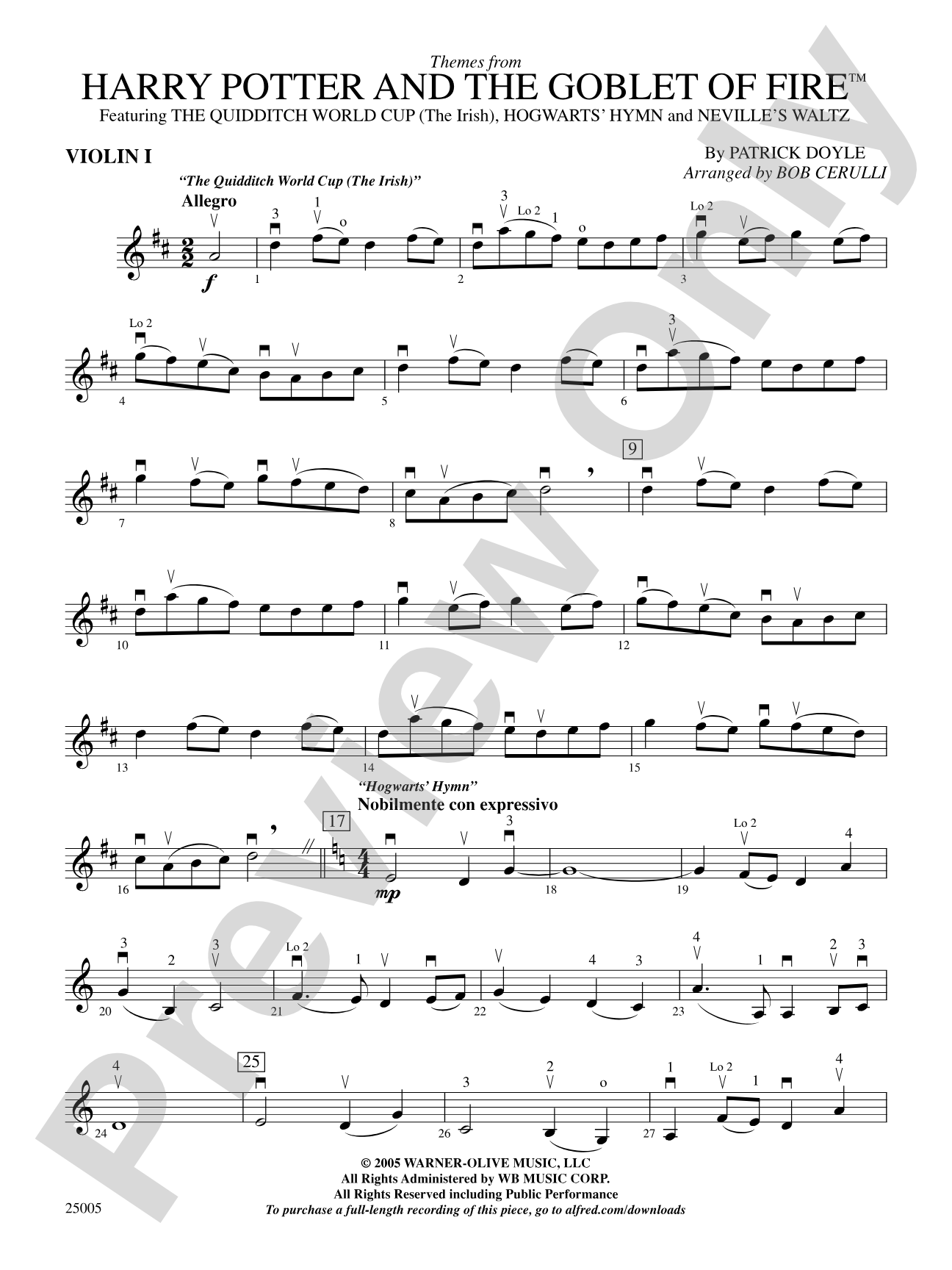 Harry Potter and the Goblet of Fire,™ Themes from: 1st Violin