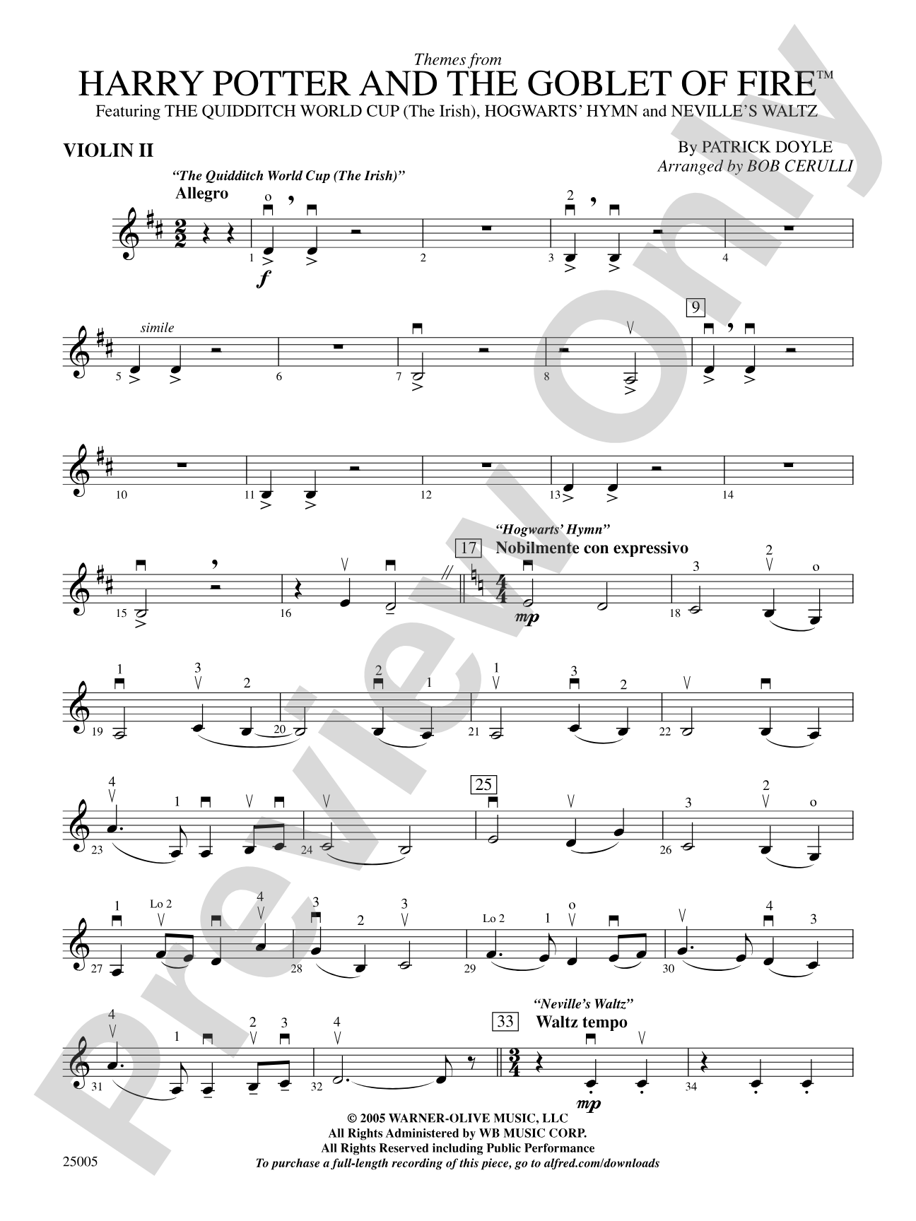 Harry Potter and the Goblet of Fire,™ Themes from: 2nd Violin