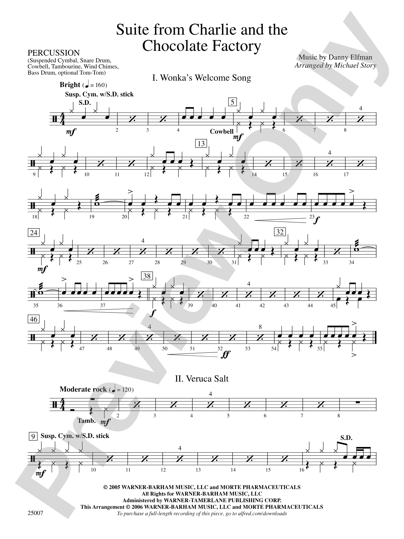 Charlie and the Chocolate Factory, Suite from: 1st Percussion