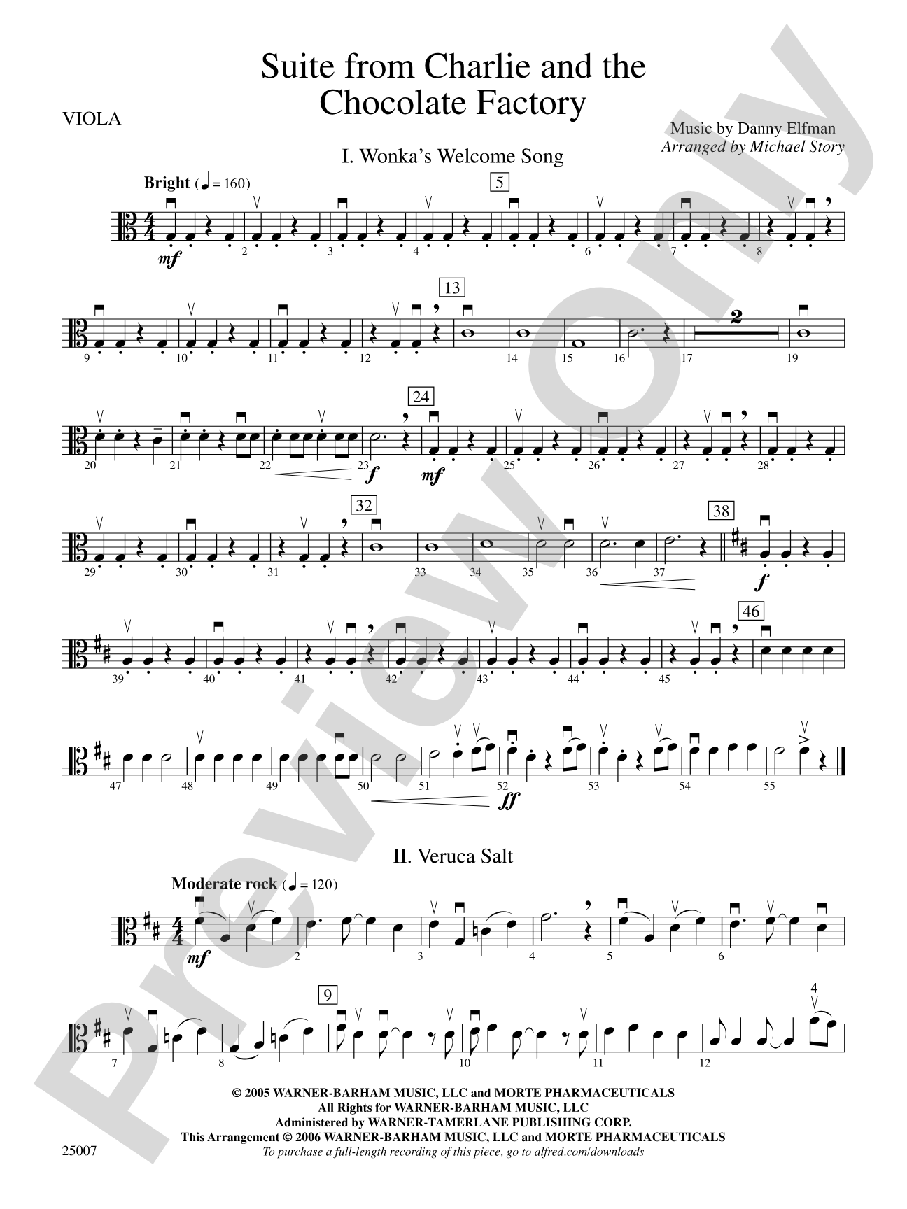 Charlie and the Chocolate Factory, Suite from: Viola