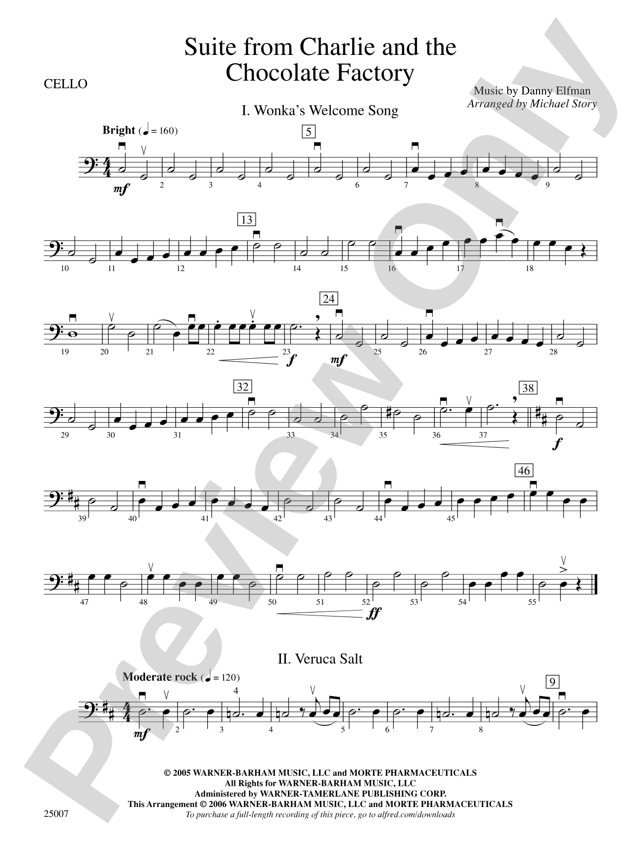 Charlie and the Chocolate Factory, Suite from: Cello