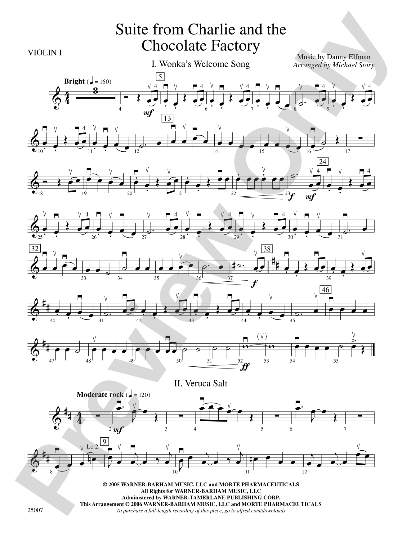 Charlie and the Chocolate Factory, Suite from: 1st Violin