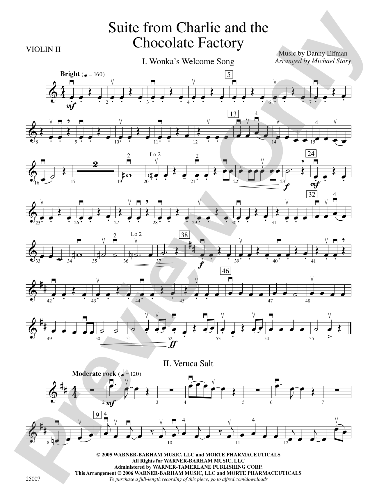 Charlie and the Chocolate Factory, Suite from: 2nd Violin