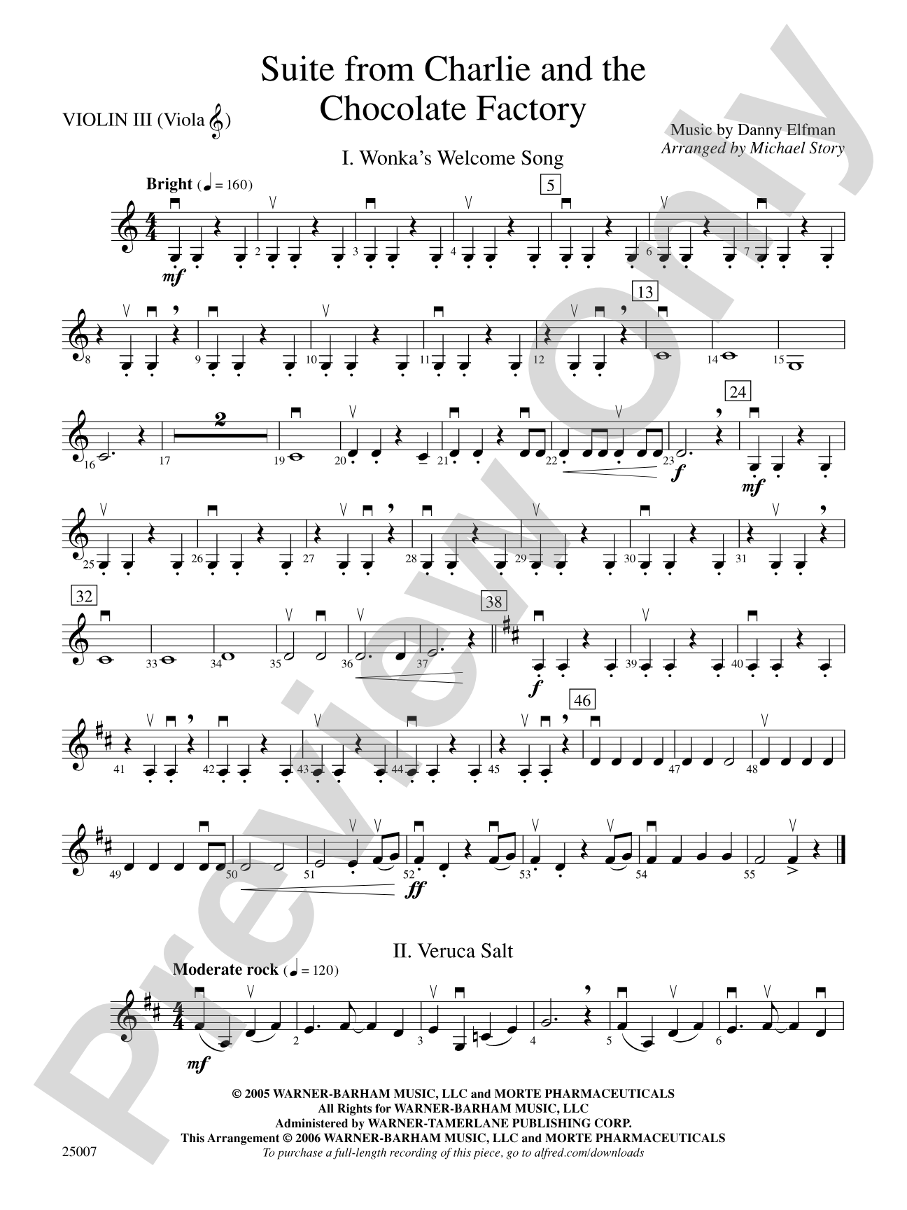 Charlie and the Chocolate Factory, Suite from: 3rd Violin (Viola [TC])