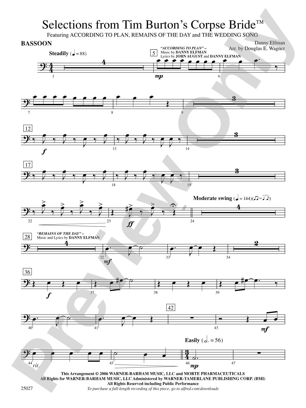 Corpse Bride, Selections from Tim Burton's: Bassoon