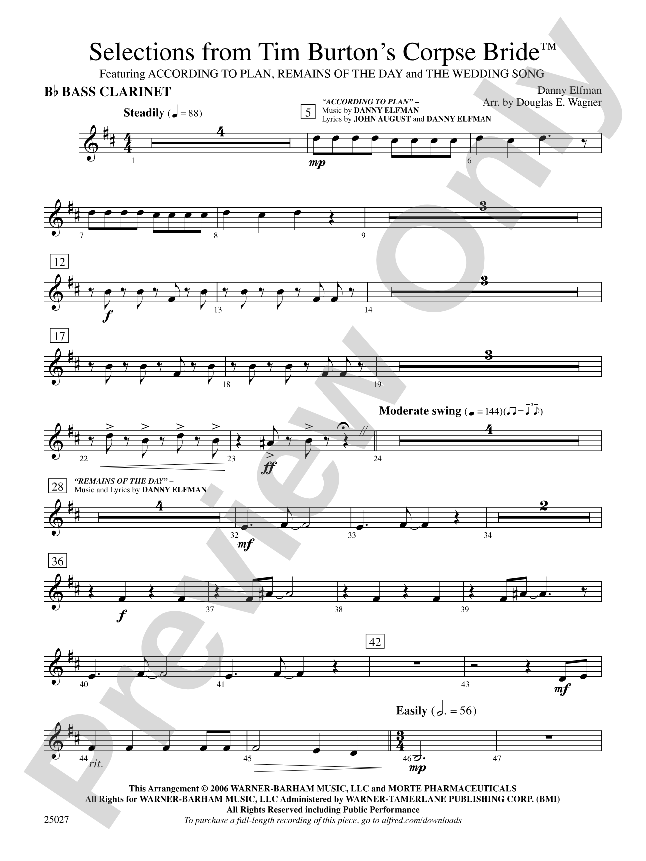 Corpse Bride, Selections from Tim Burton's: B-flat Bass Clarinet