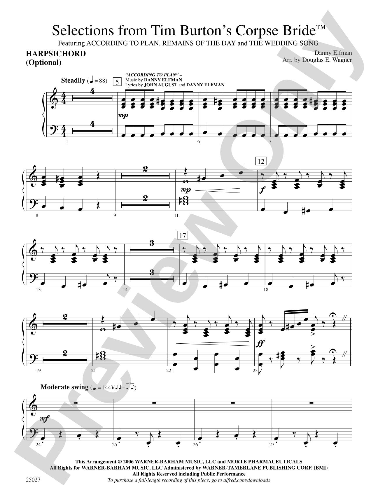 Corpse Bride, Selections from Tim Burton's: Piano Accompaniment