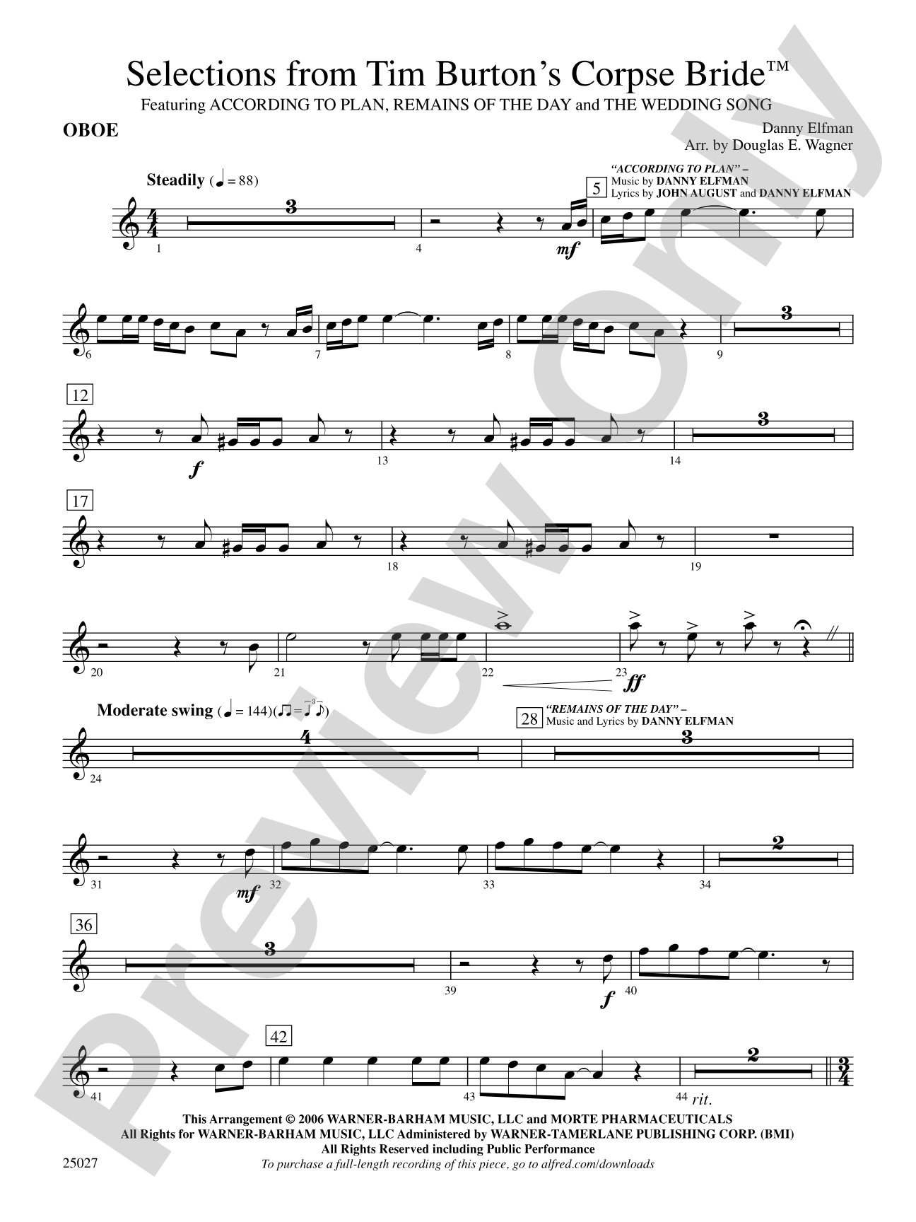 Corpse Bride, Selections from Tim Burton's: Oboe