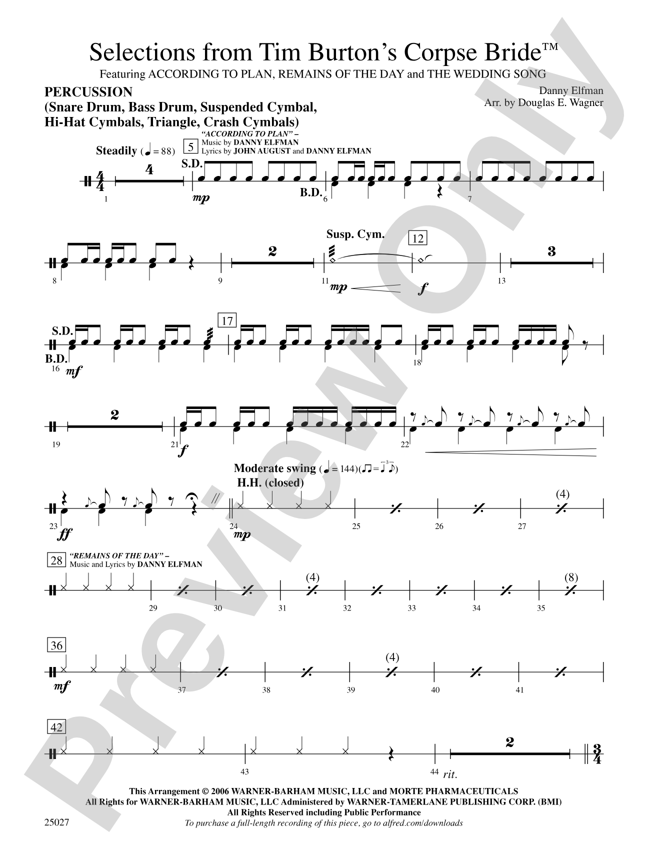 Corpse Bride, Selections from Tim Burton's: 1st Percussion