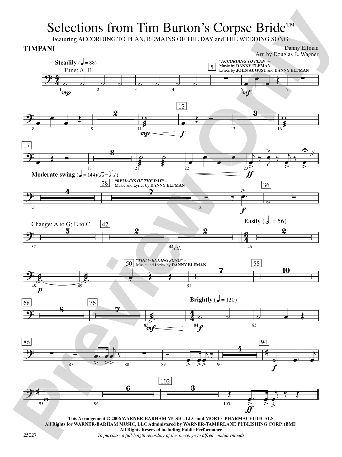 Corpse Bride, Selections from Tim Burton's: Timpani