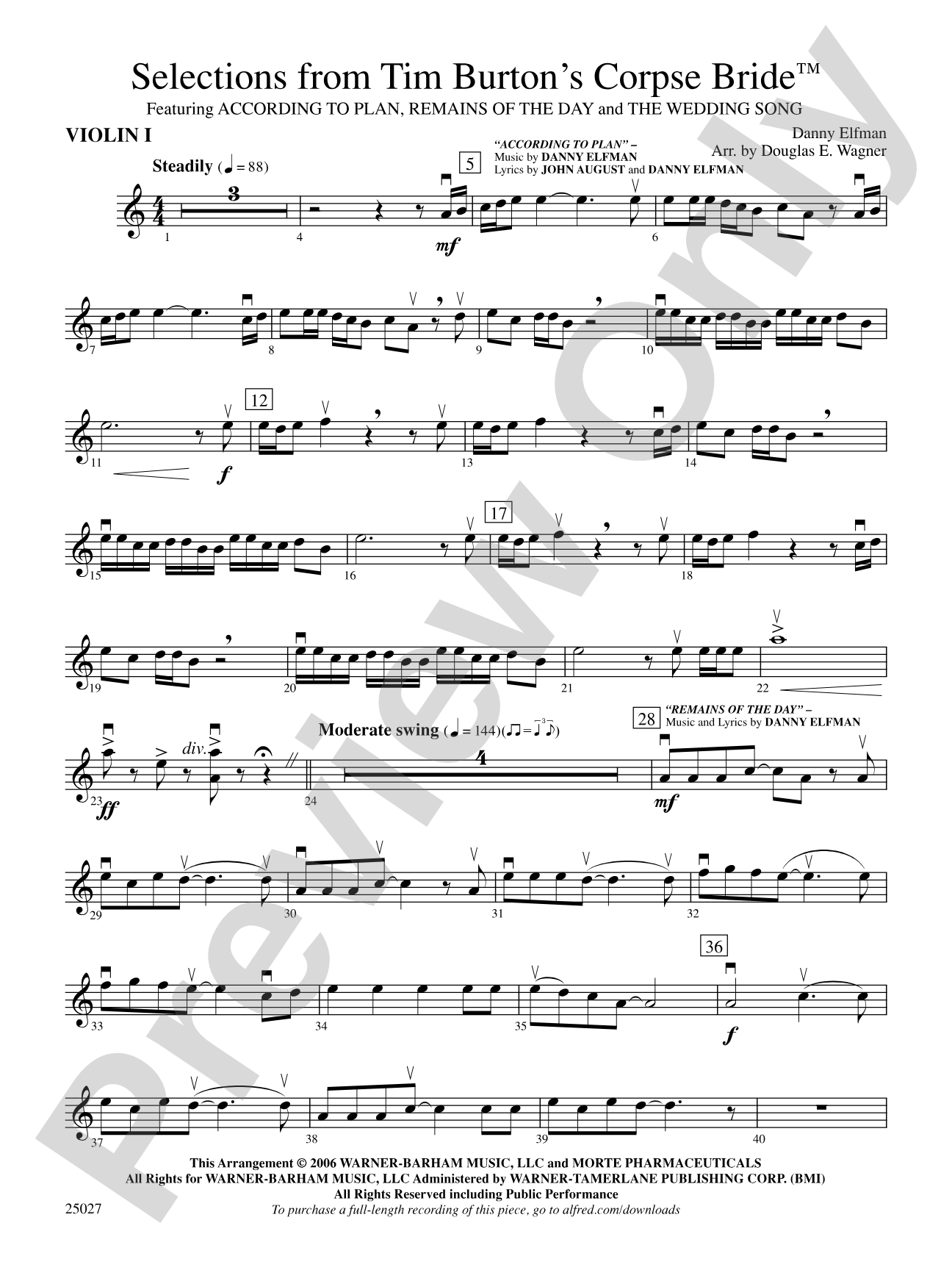 Corpse Bride, Selections from Tim Burton's: 1st Violin