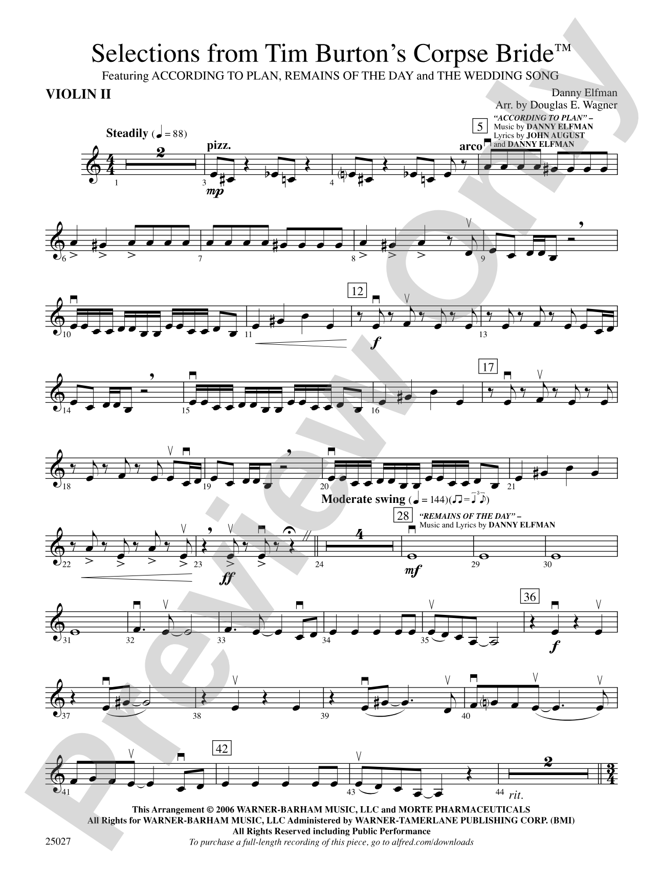 Corpse Bride, Selections from Tim Burton's: 2nd Violin