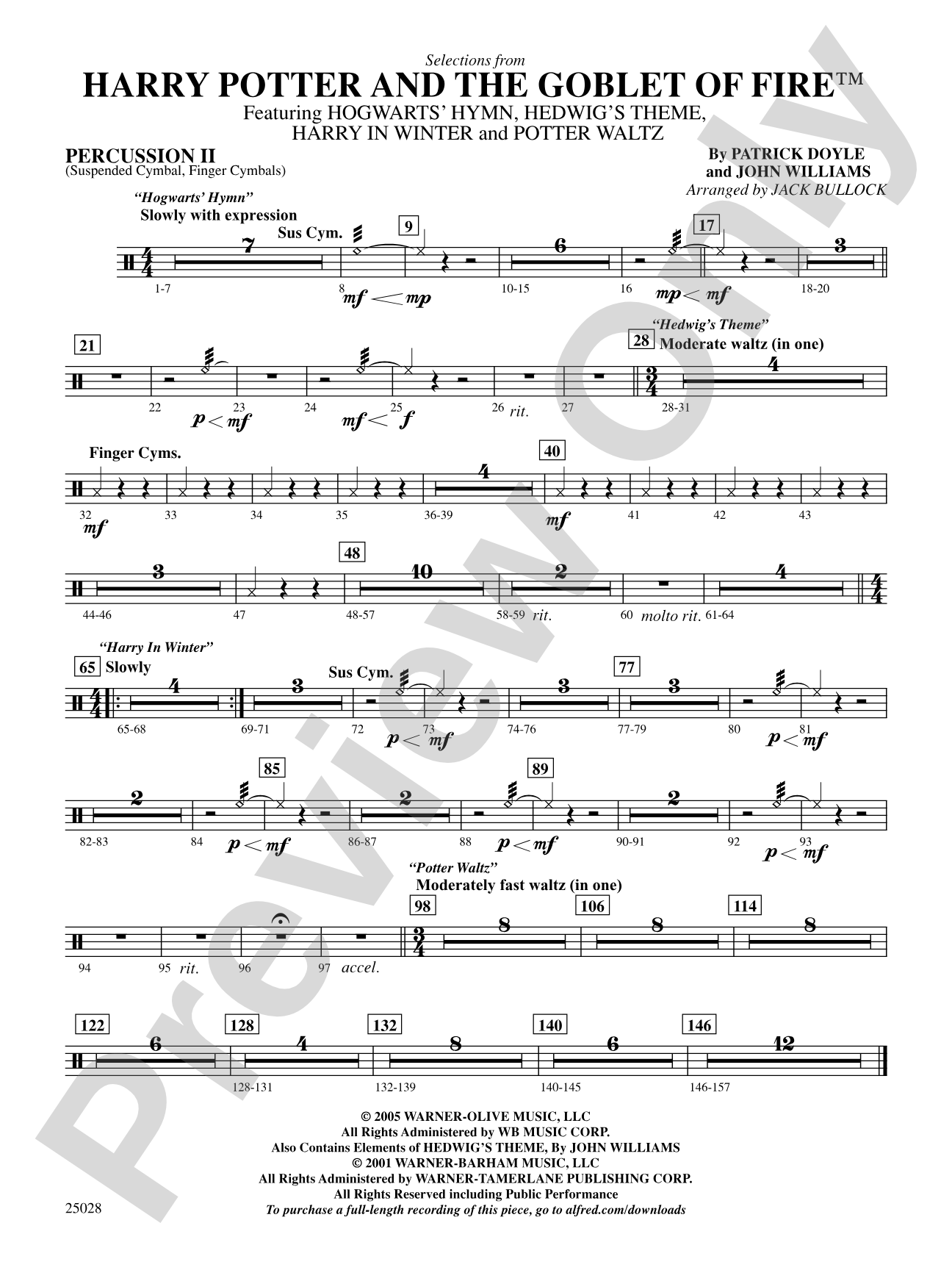 Harry Potter and the Goblet of Fire,™ Selections from: 2nd Percussion