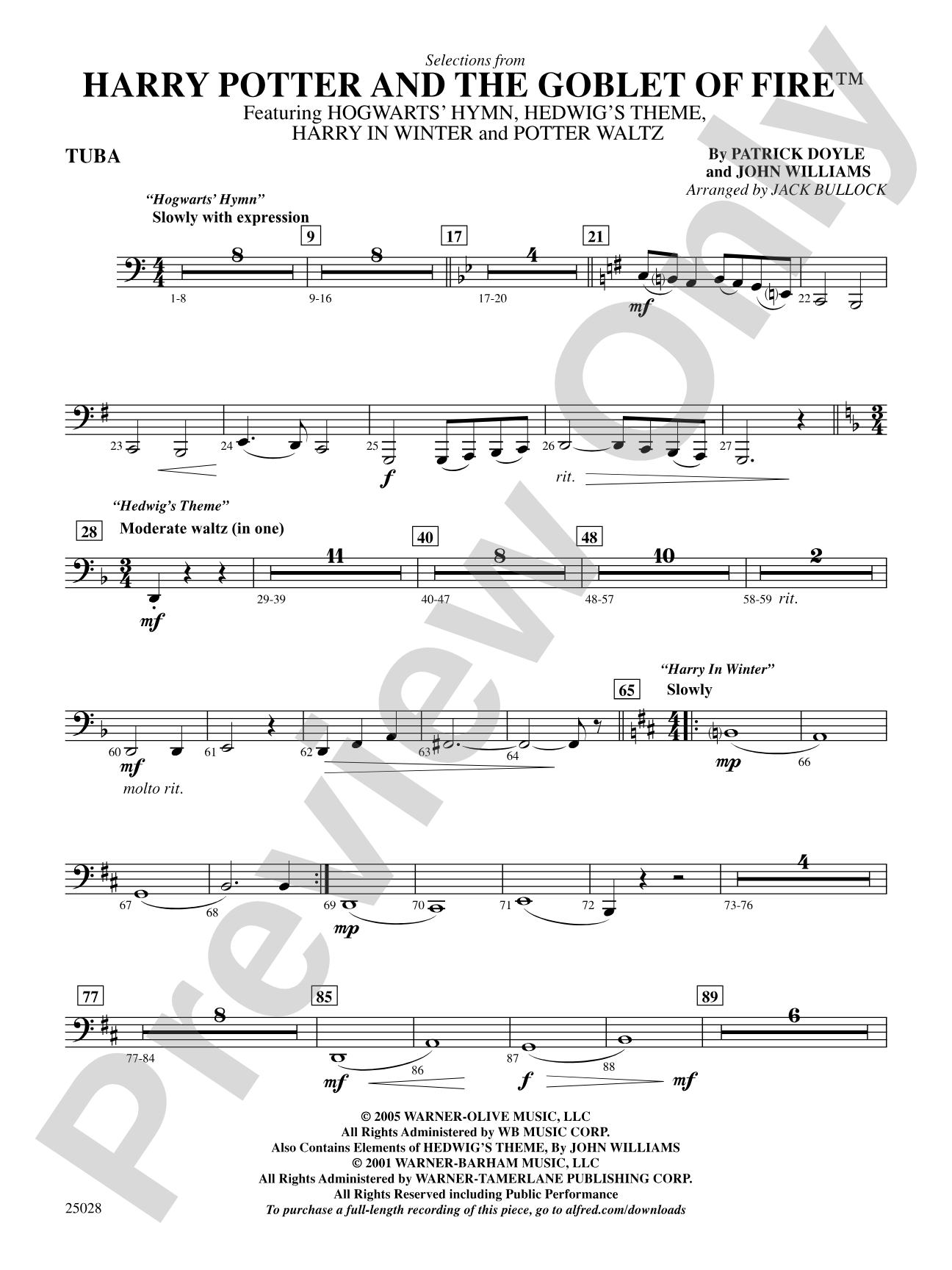 Harry Potter and the Goblet of Fire,™ Selections from: Tuba