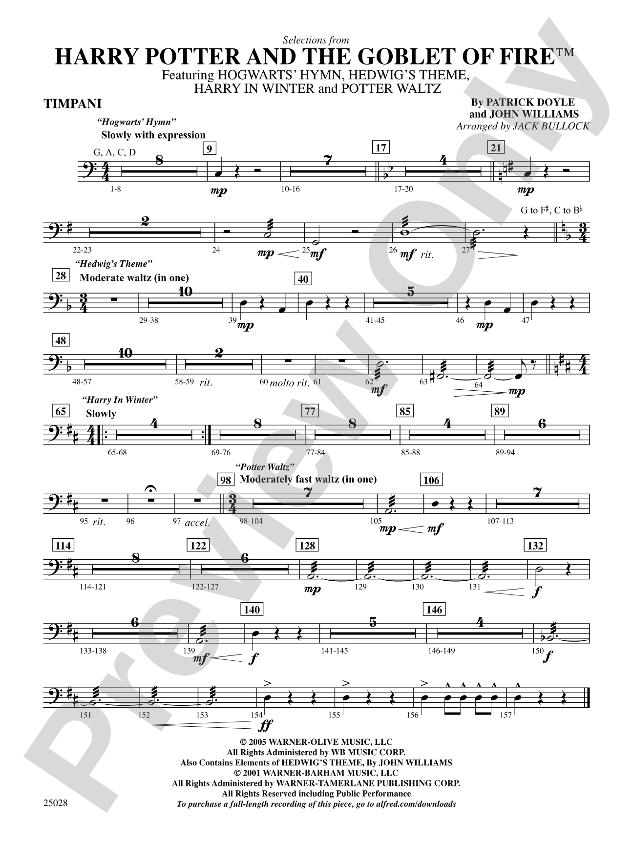 Harry Potter and the Goblet of Fire,™ Selections from: Timpani