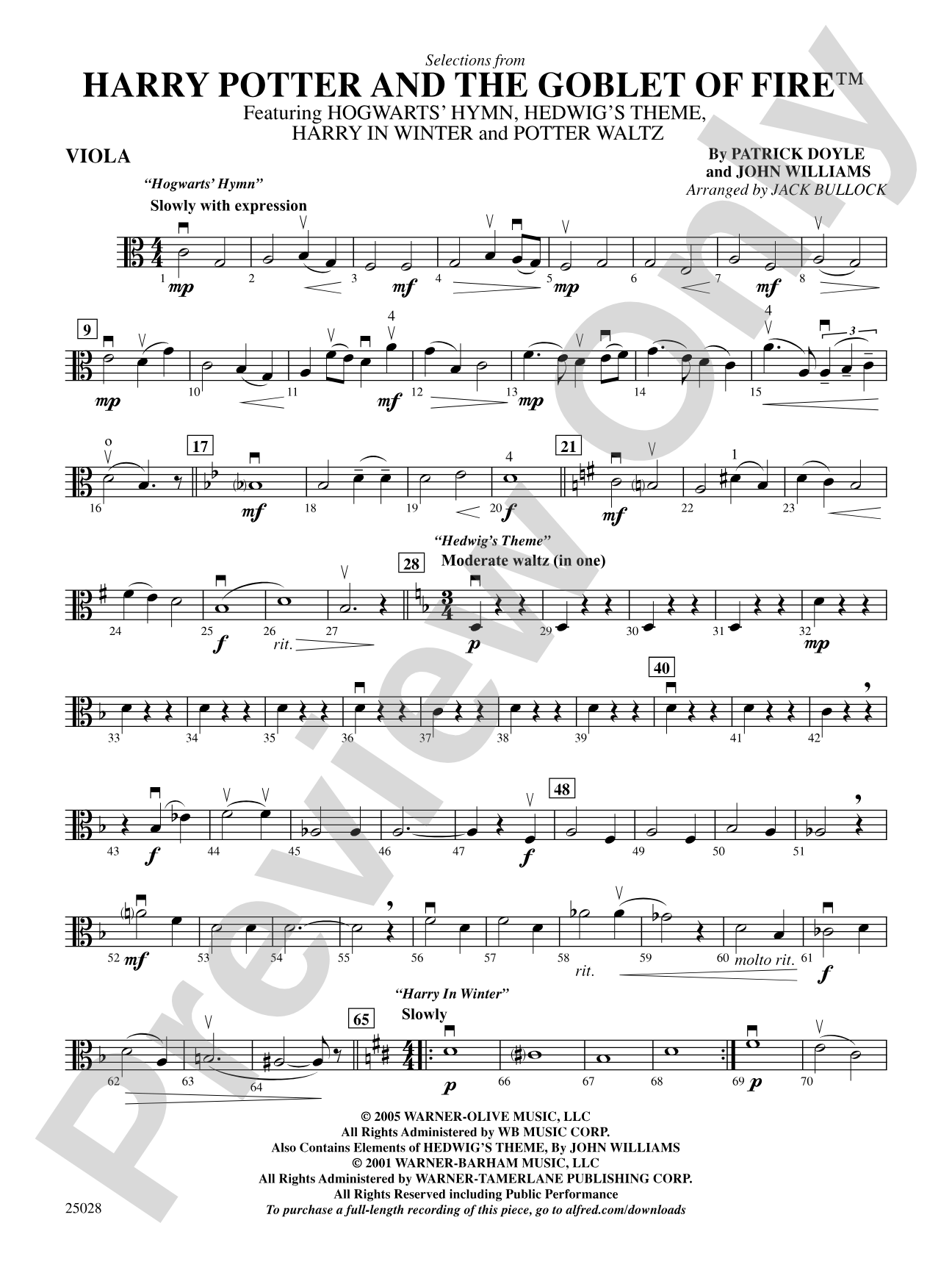 Harry Potter and the Goblet of Fire,™ Selections from: Viola