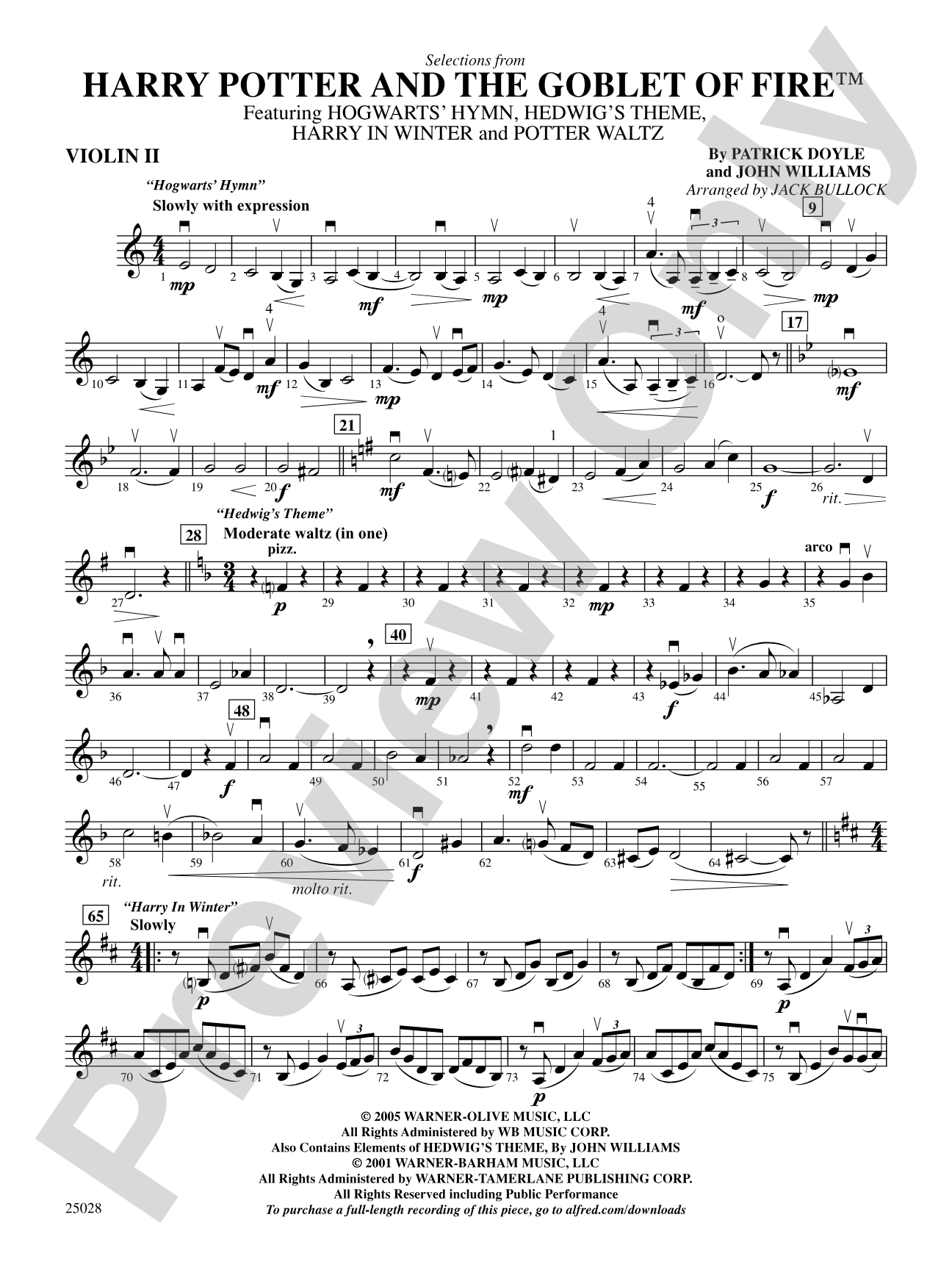 Harry Potter and the Goblet of Fire,™ Selections from: 2nd Violin