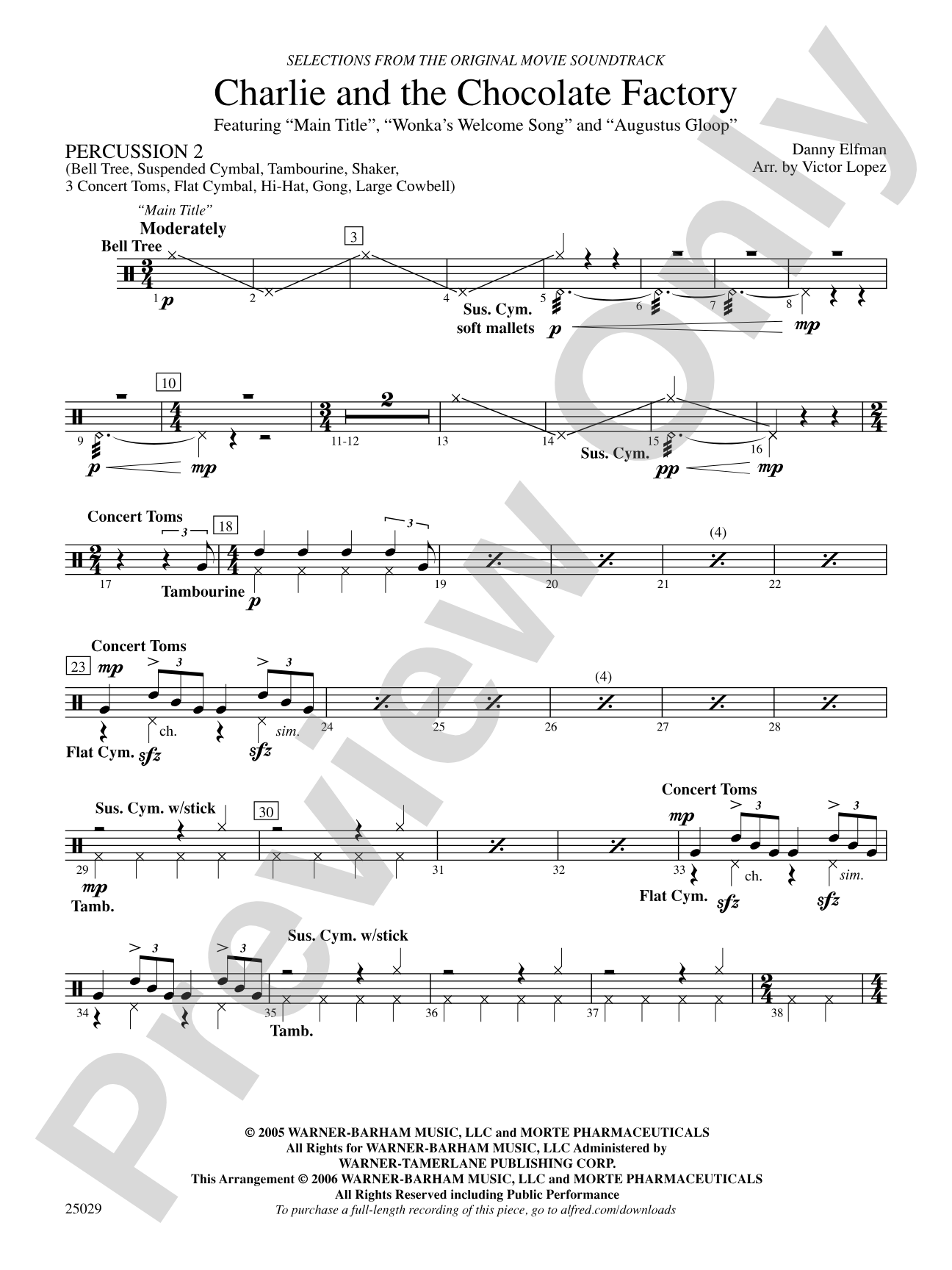 Charlie and the Chocolate Factory, Selections from: 2nd Percussion