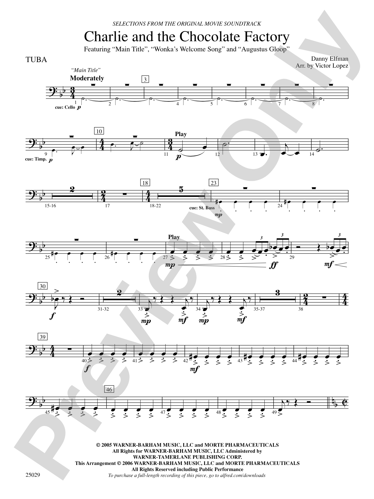 Charlie and the Chocolate Factory, Selections from: Tuba