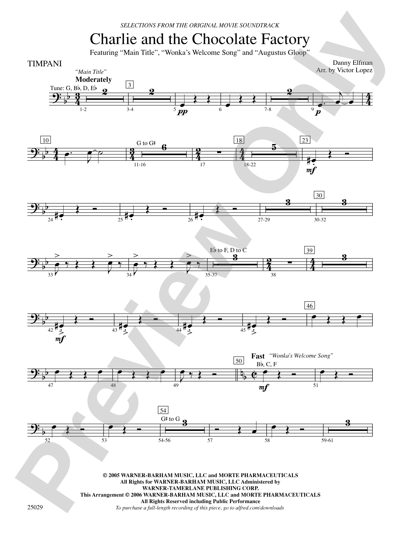Charlie and the Chocolate Factory, Selections from: Timpani
