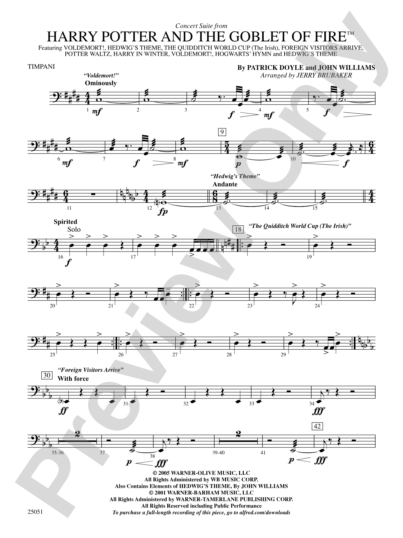 Harry Potter and the Goblet of Fire,™ Concert Suite from: Timpani