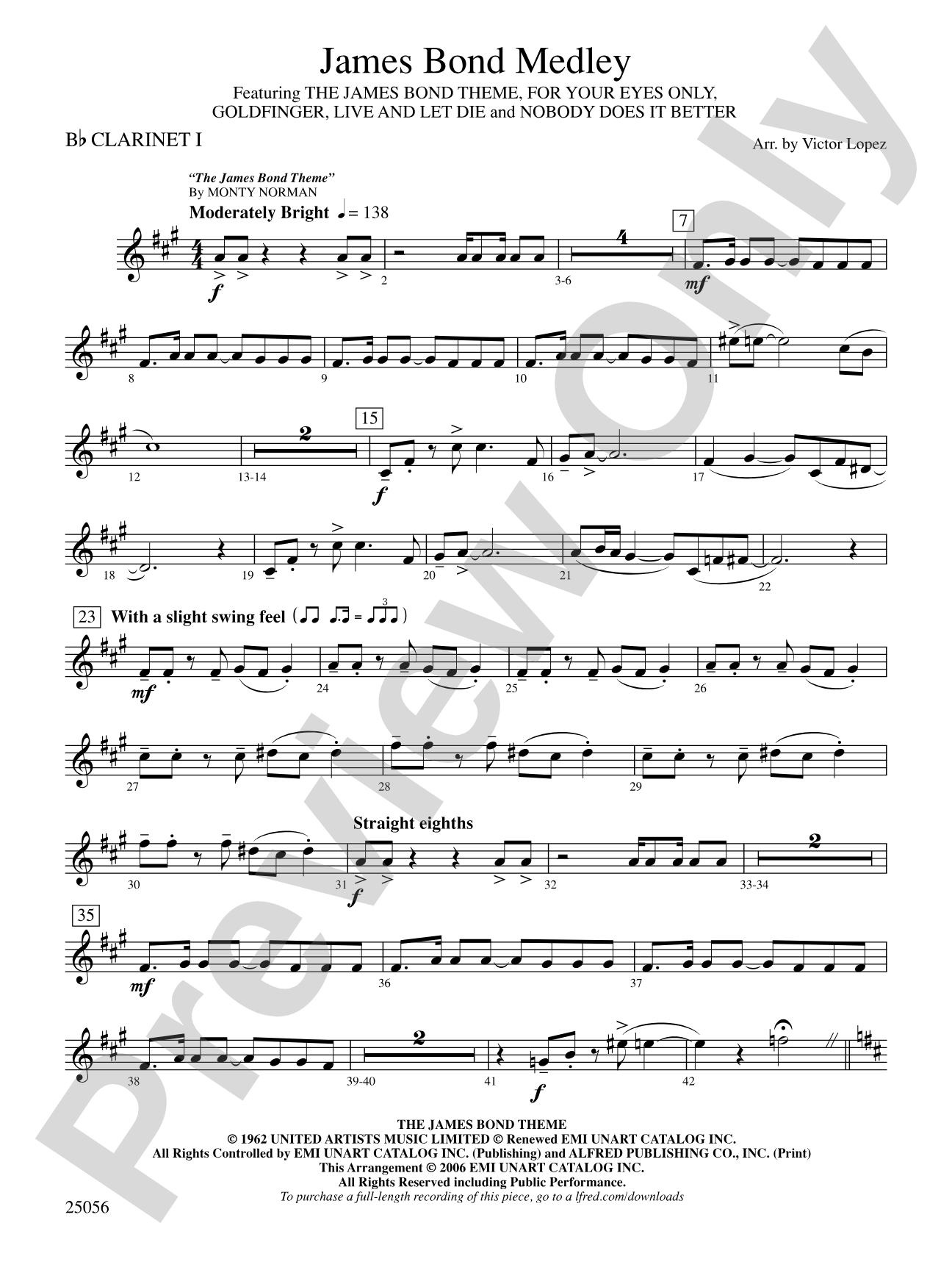 James Bond Medley: 1st B-flat Clarinet