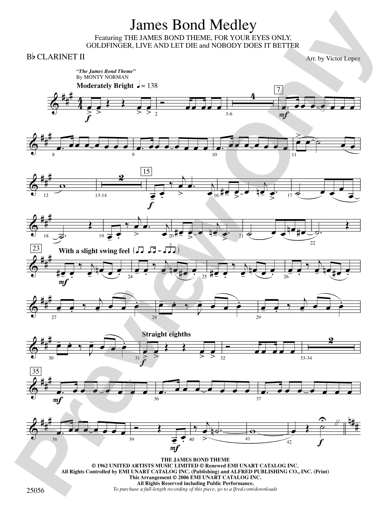 James Bond Medley: 2nd B-flat Clarinet