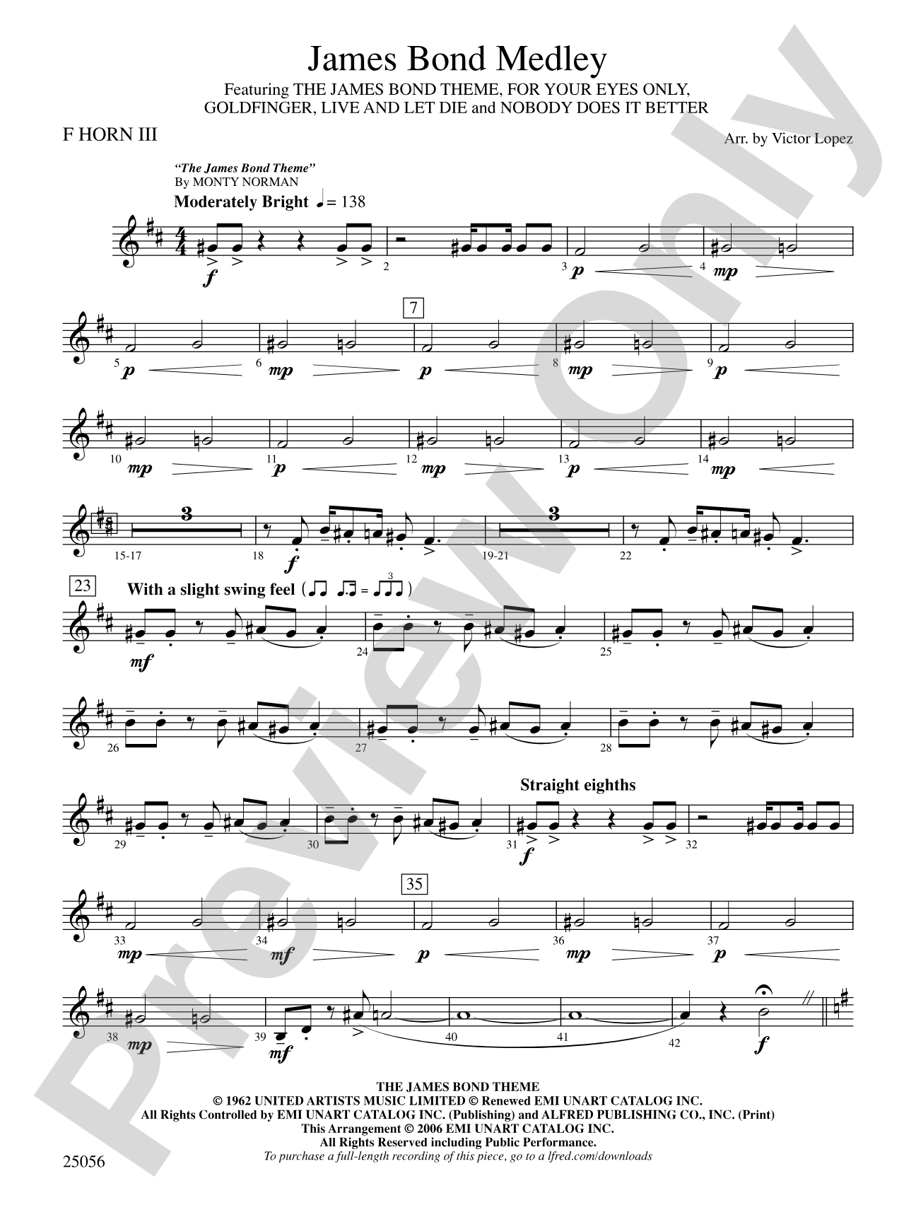 James Bond Medley: 3rd F Horn