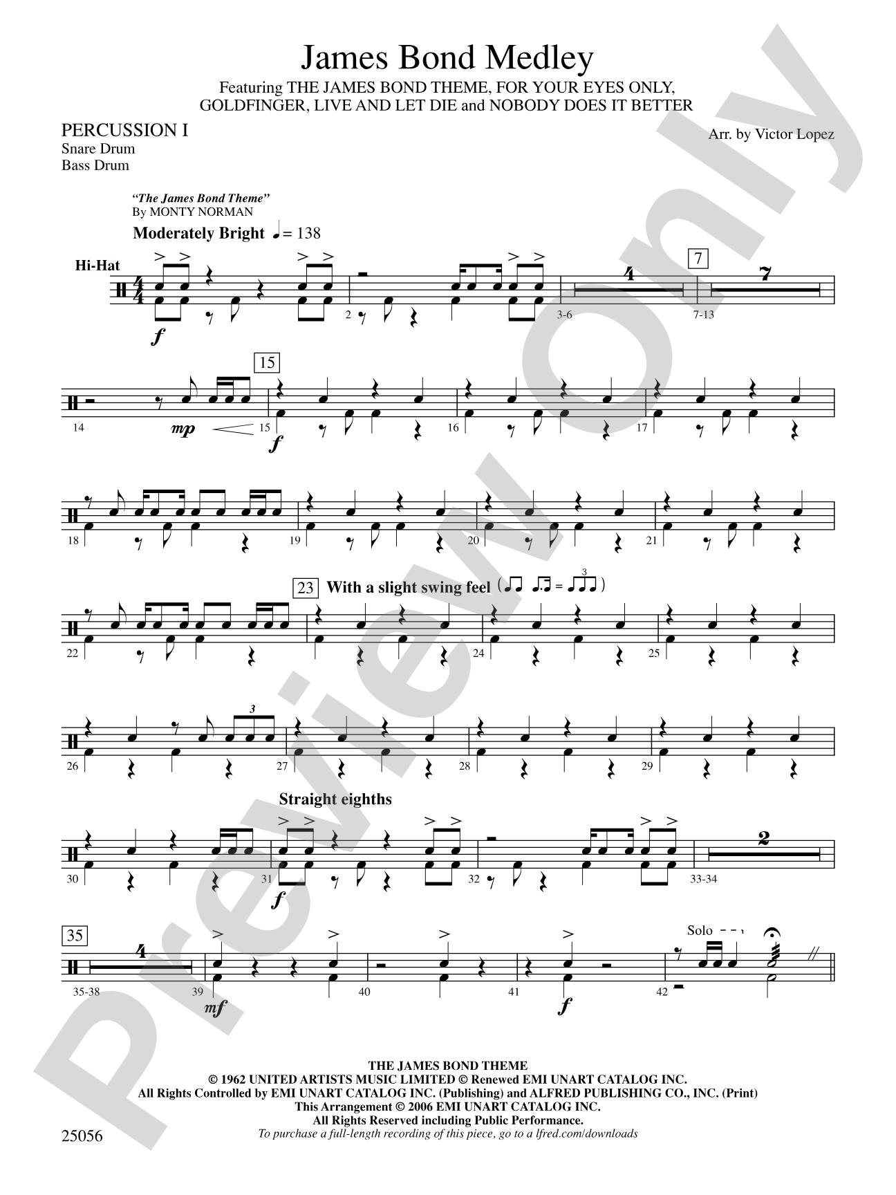 James Bond Medley: 1st Percussion
