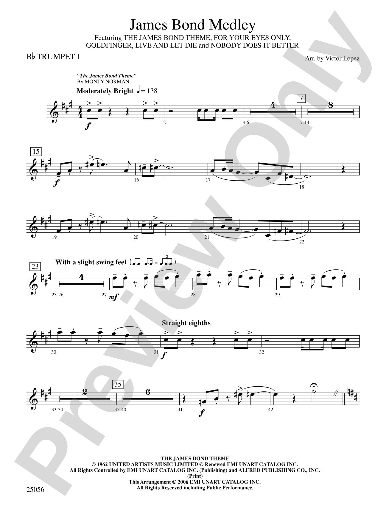 James Bond Medley: 1st B-flat Trumpet