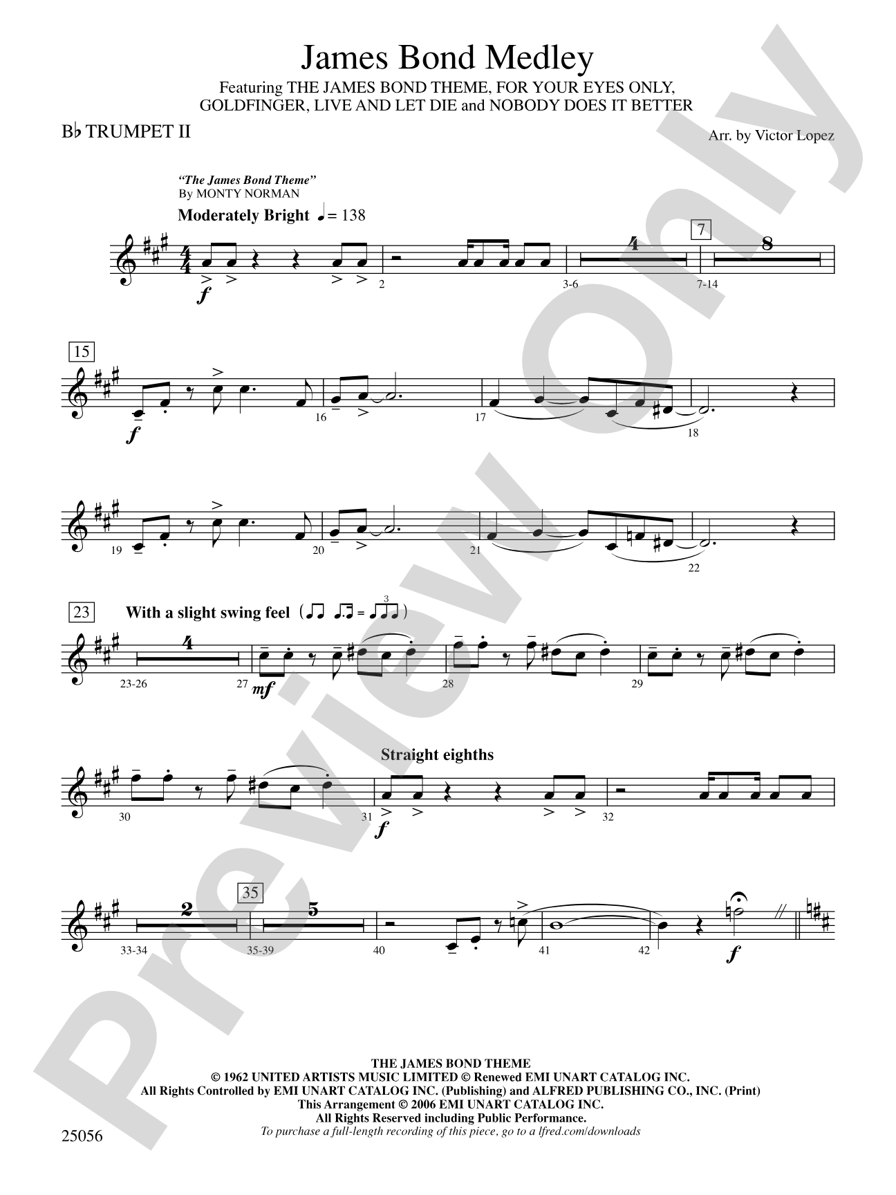 James Bond Medley: 2nd B-flat Trumpet