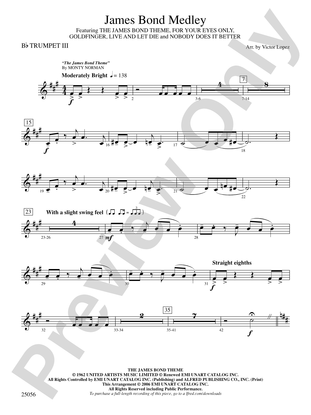 James Bond Medley: 3rd B-flat Trumpet