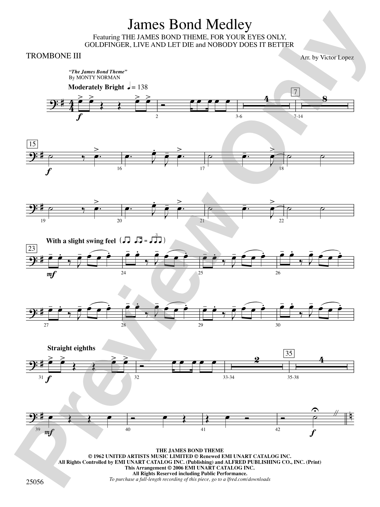 James Bond Medley: 3rd Trombone