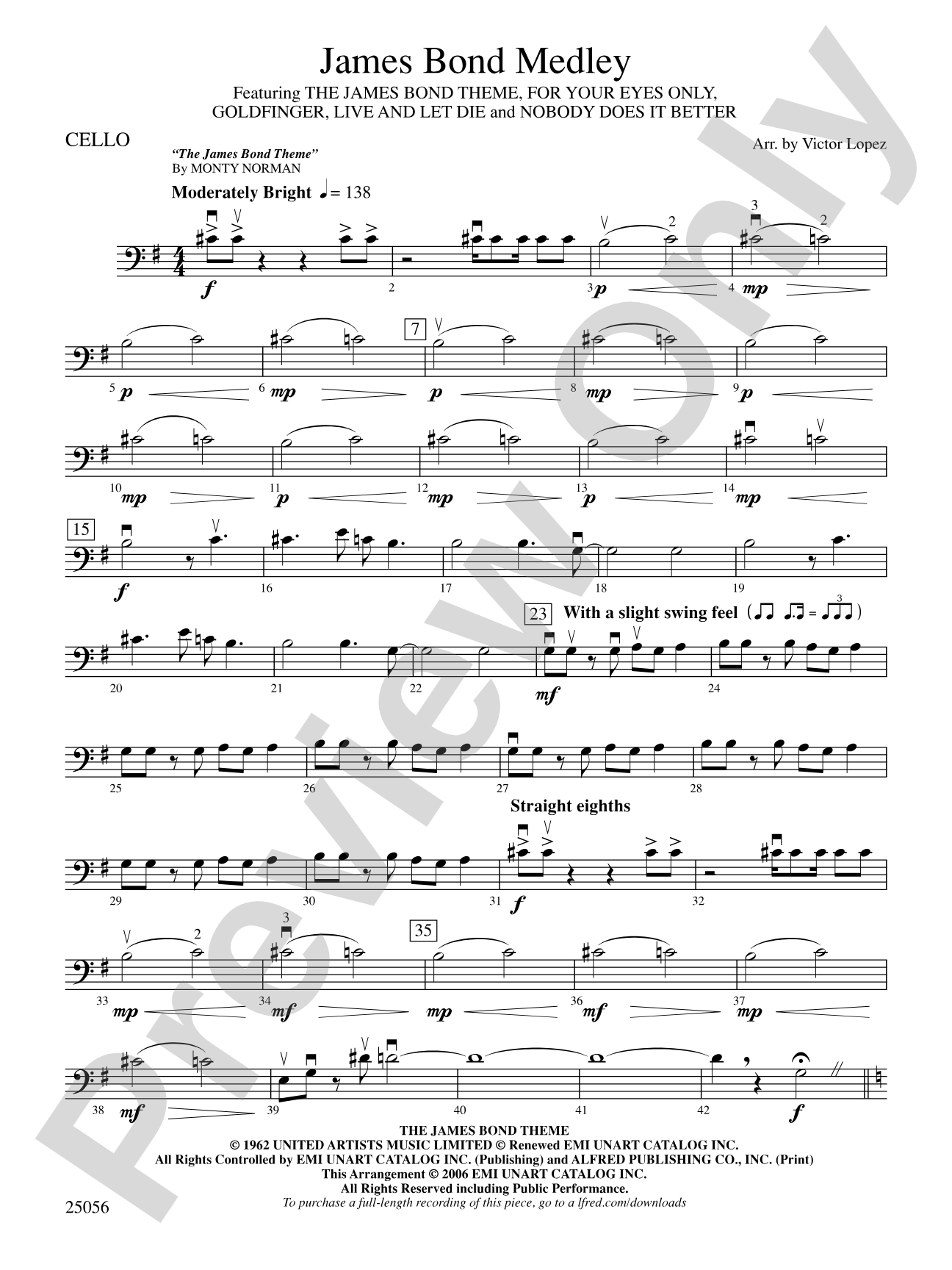 James Bond Medley: Cello