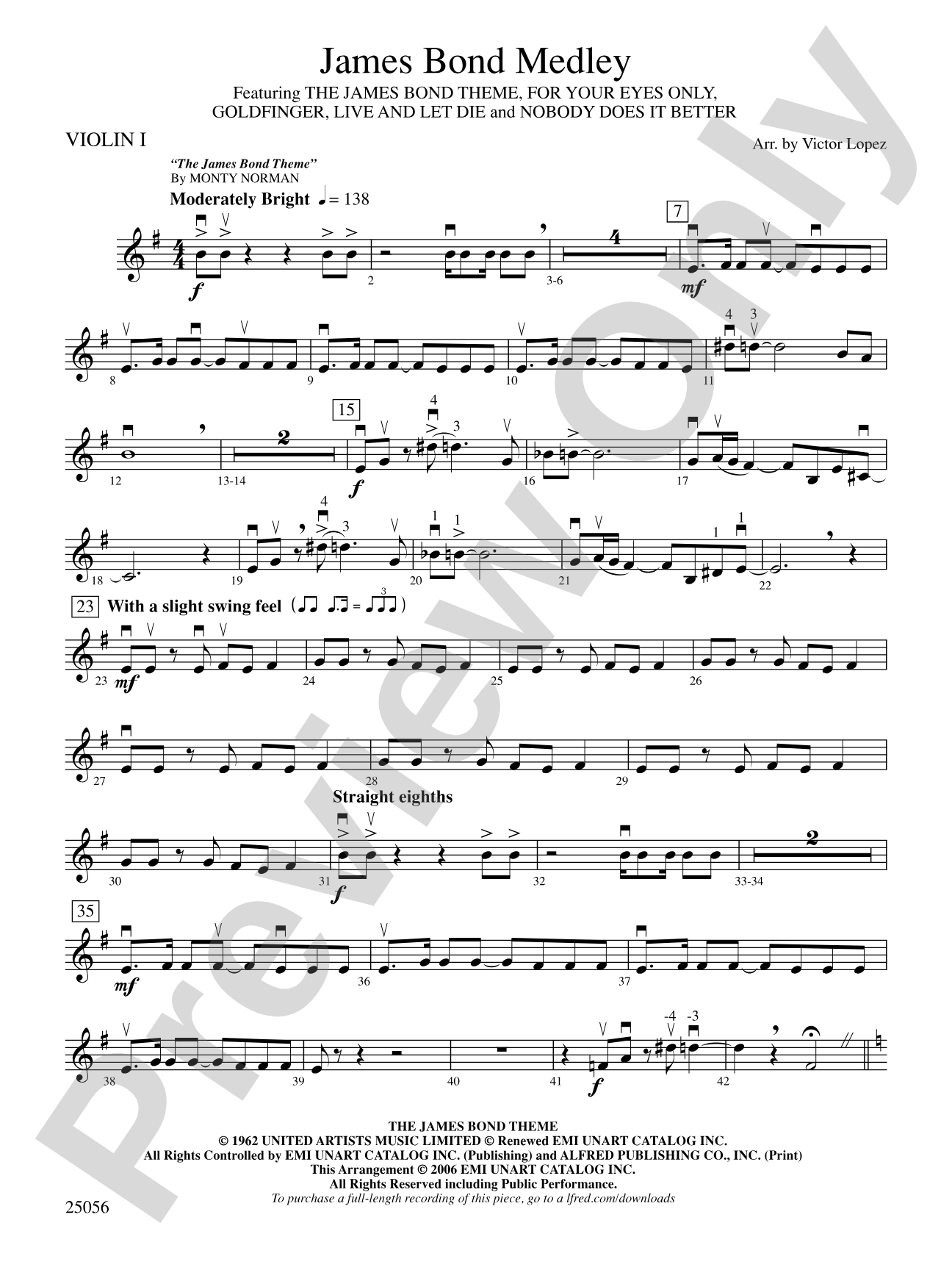 James Bond Medley: 1st Violin