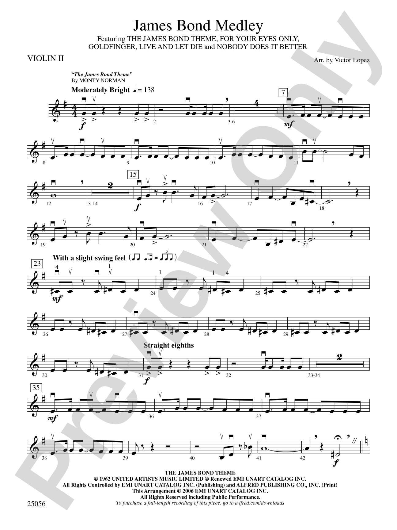 James Bond Medley: 2nd Violin