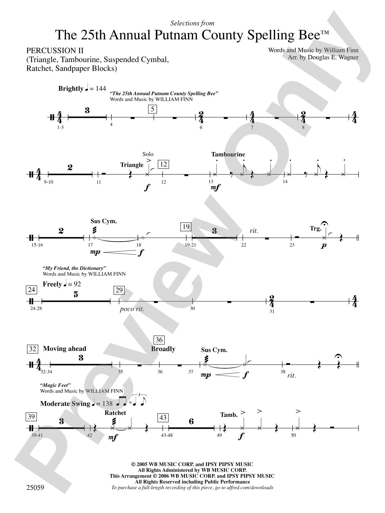 The 25th Annual Putnam County Spelling Bee,™ Selections from: 2nd Percussion