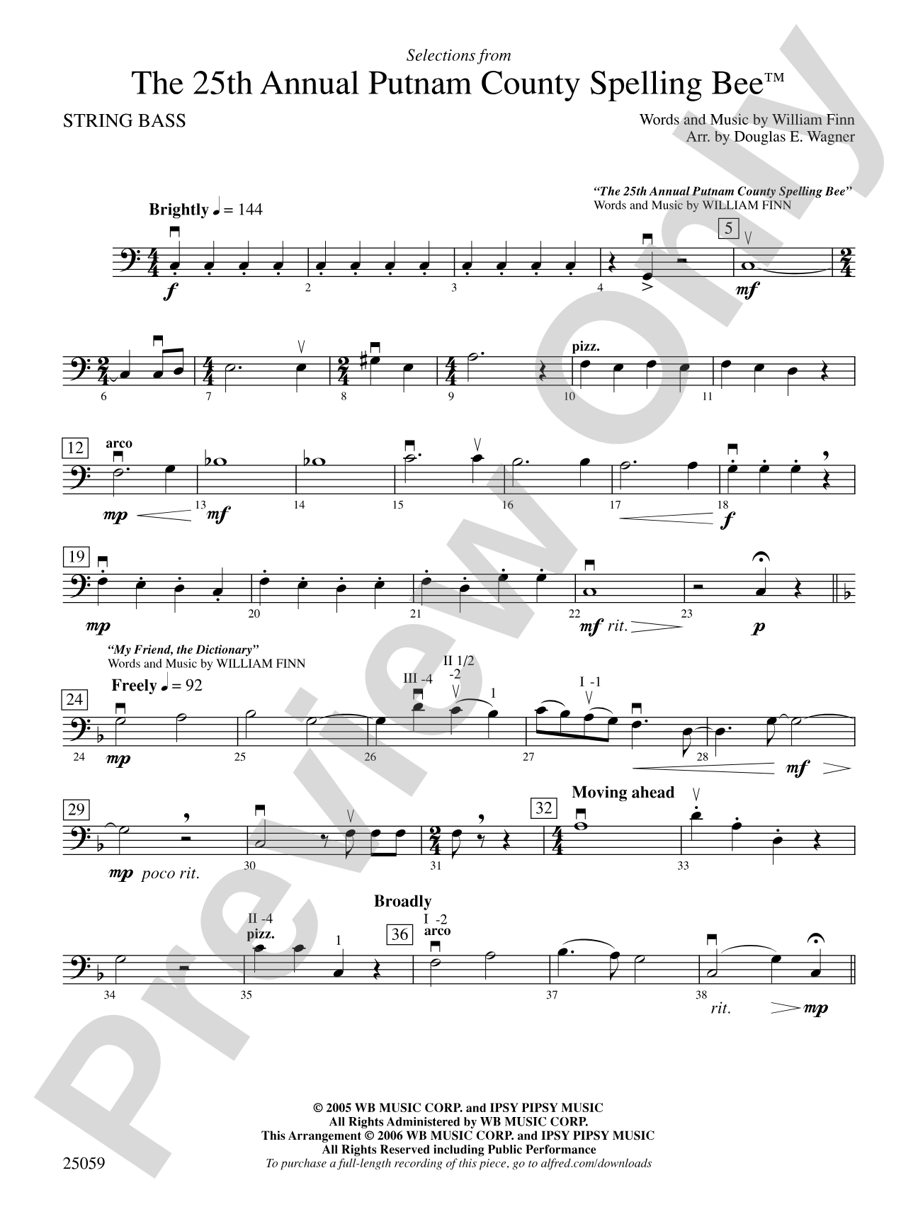 The 25th Annual Putnam County Spelling Bee,™ Selections from: String Bass