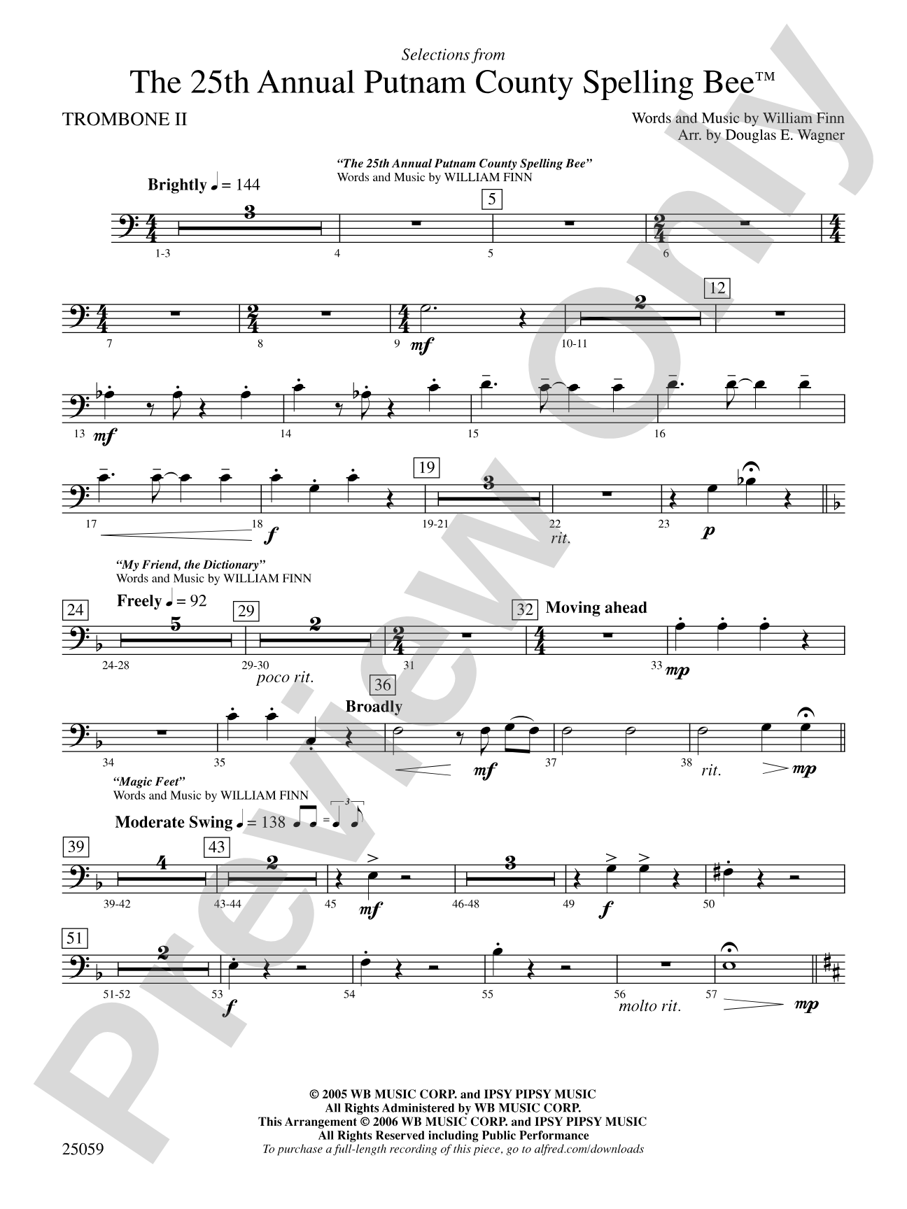 The 25th Annual Putnam County Spelling Bee,™ Selections from: 2nd Trombone