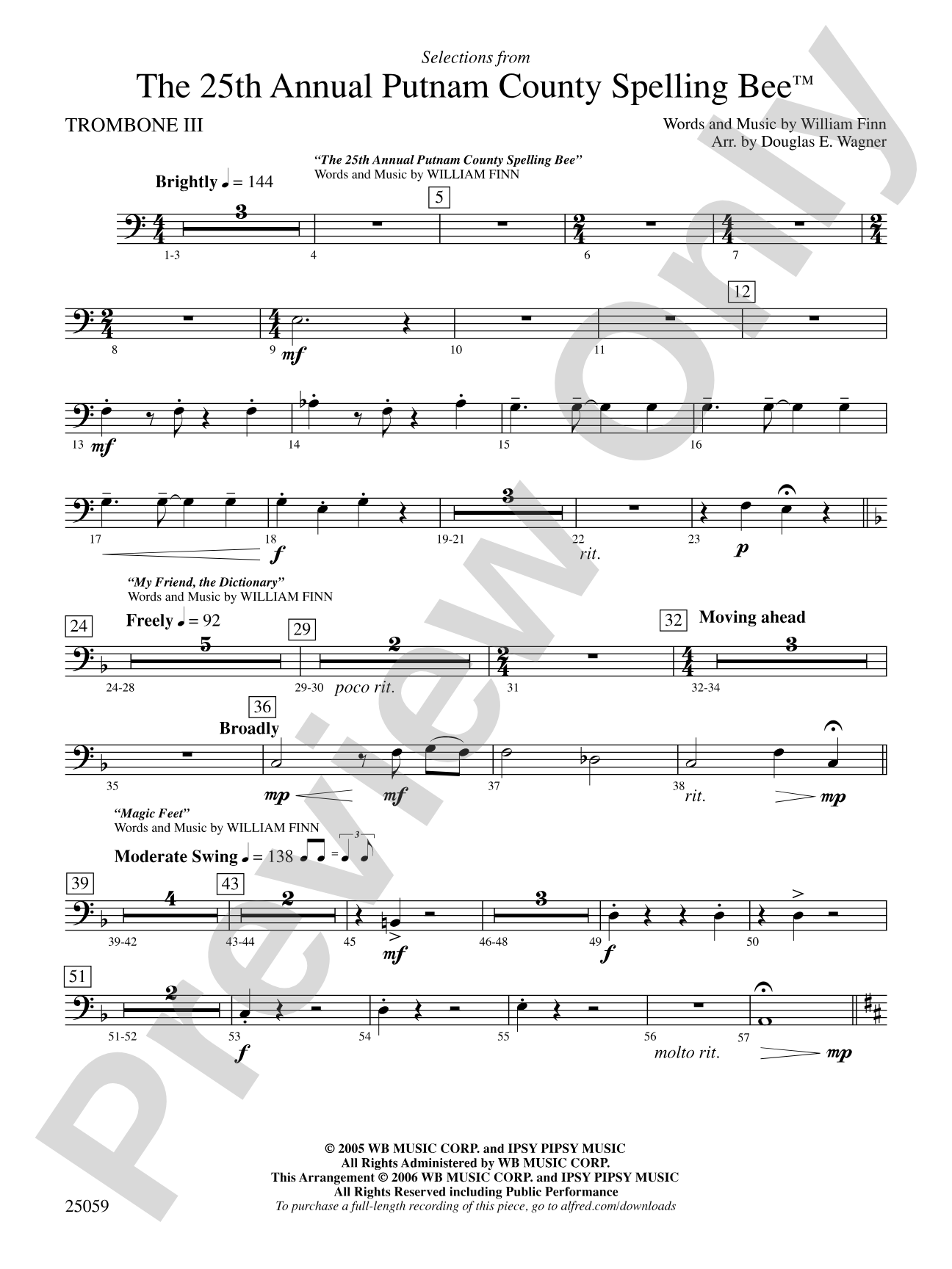 The 25th Annual Putnam County Spelling Bee,™ Selections from: 3rd Trombone