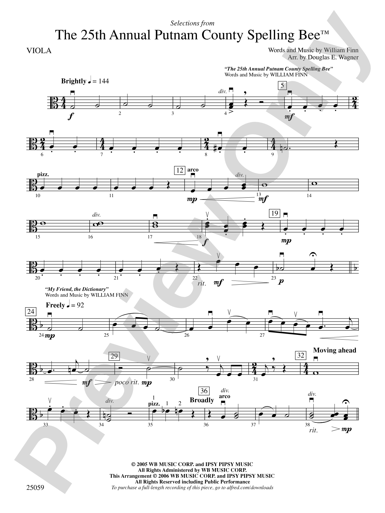 The 25th Annual Putnam County Spelling Bee,™ Selections from: Viola