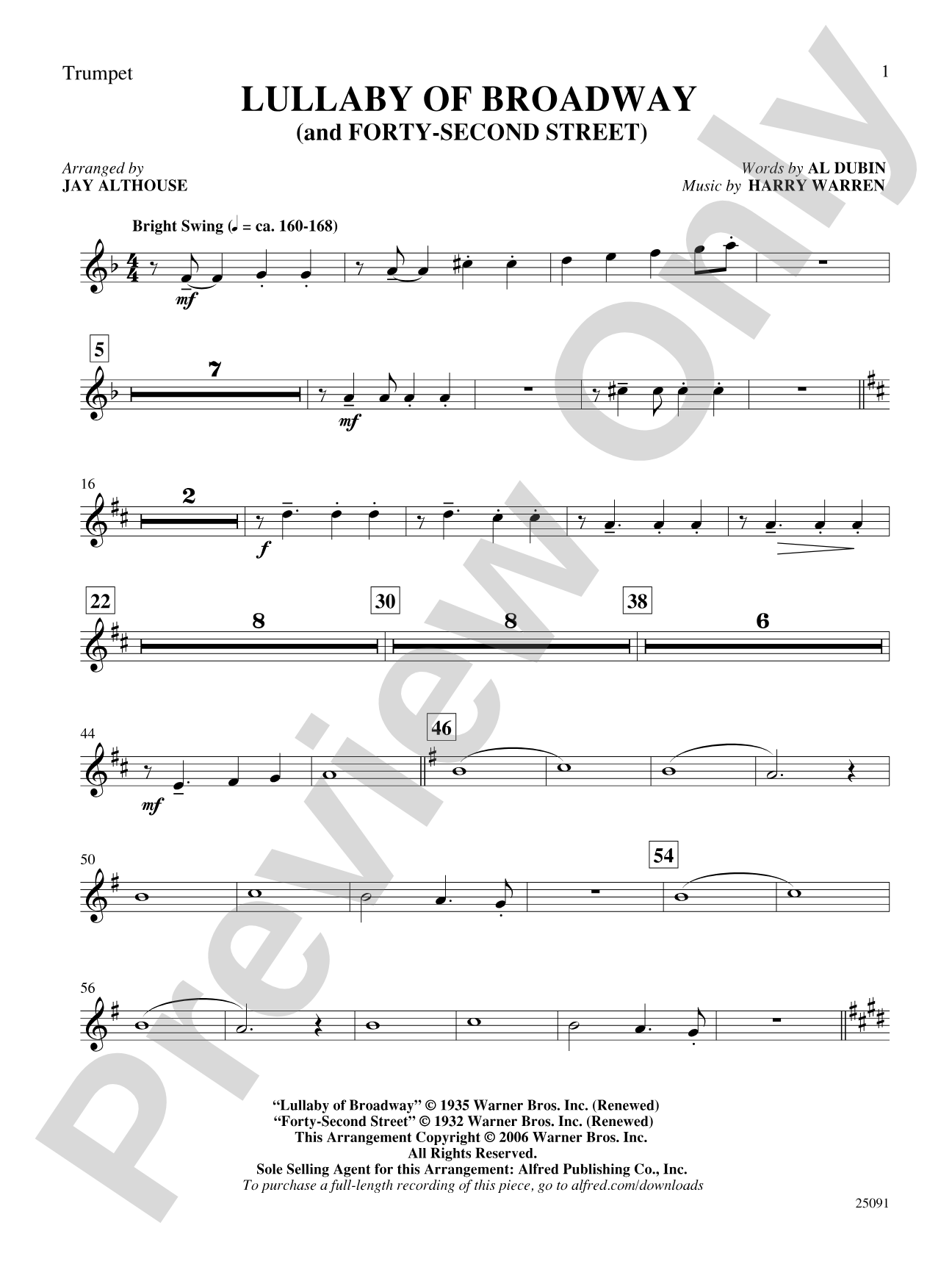 Lullaby of Broadway (and Forty-Second Street): 1st B-flat Trumpet: Choral SoundPax