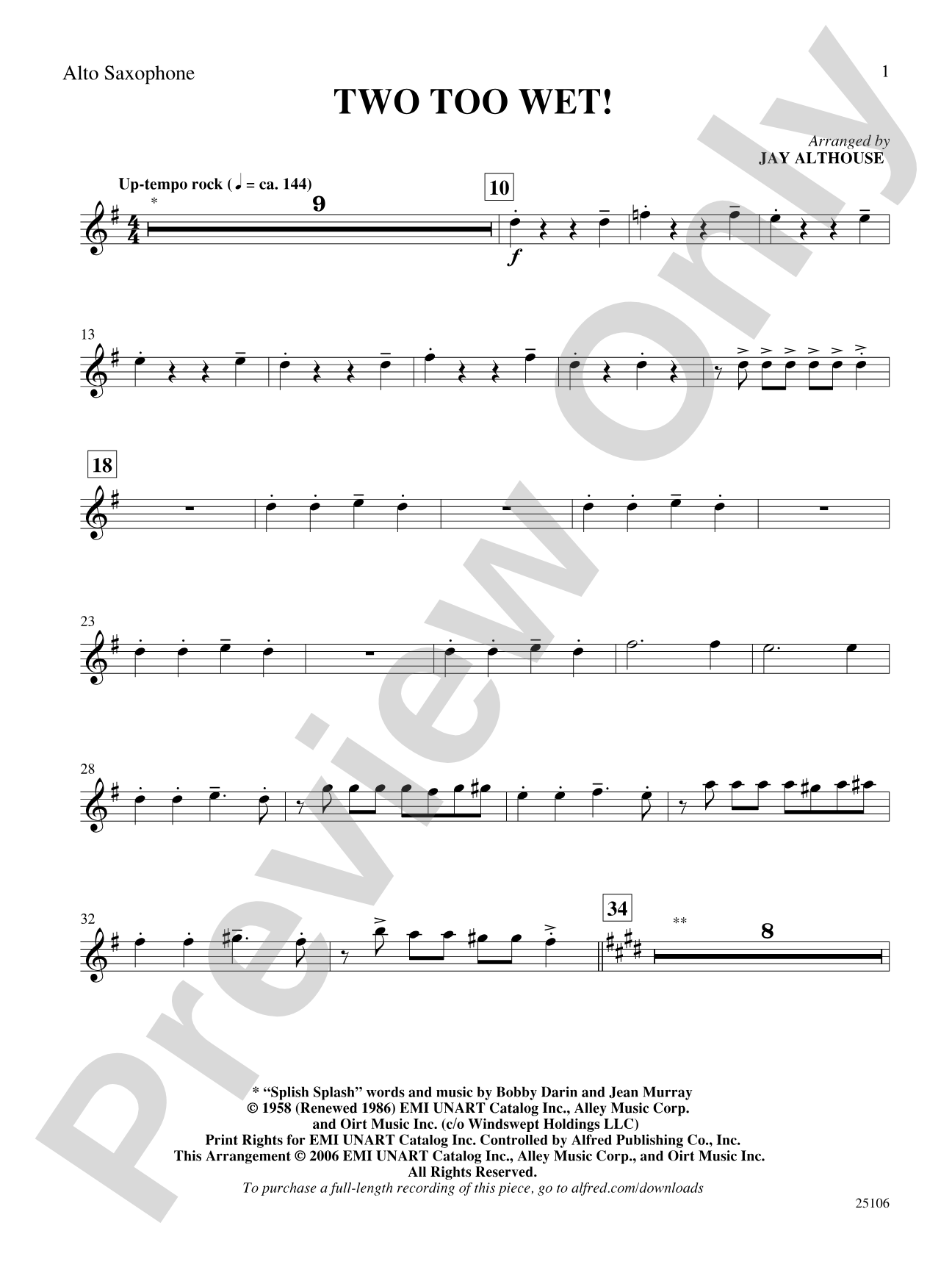 Two Too Wet!: E-flat Alto Saxophone: Choral SoundPax
