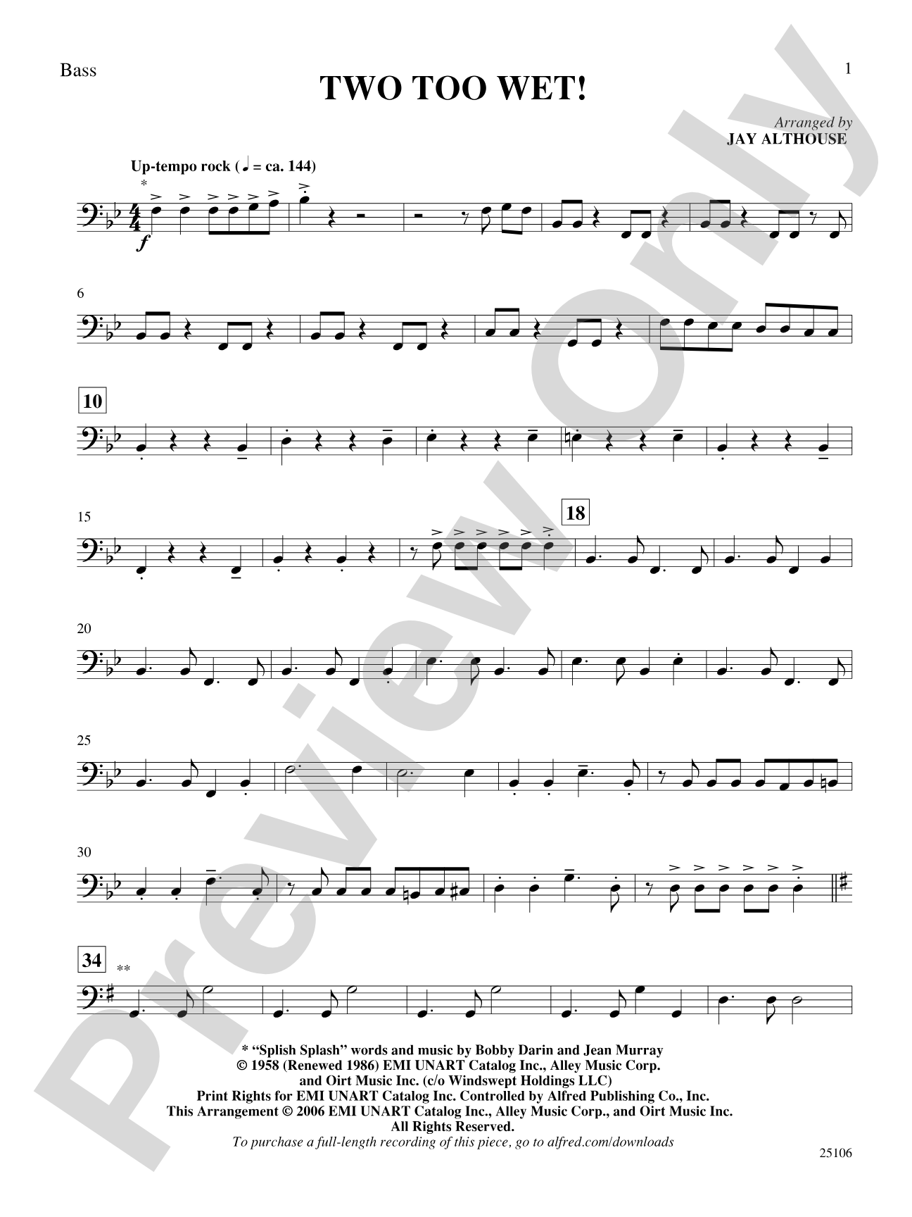 Two Too Wet!: String Bass: Choral SoundPax