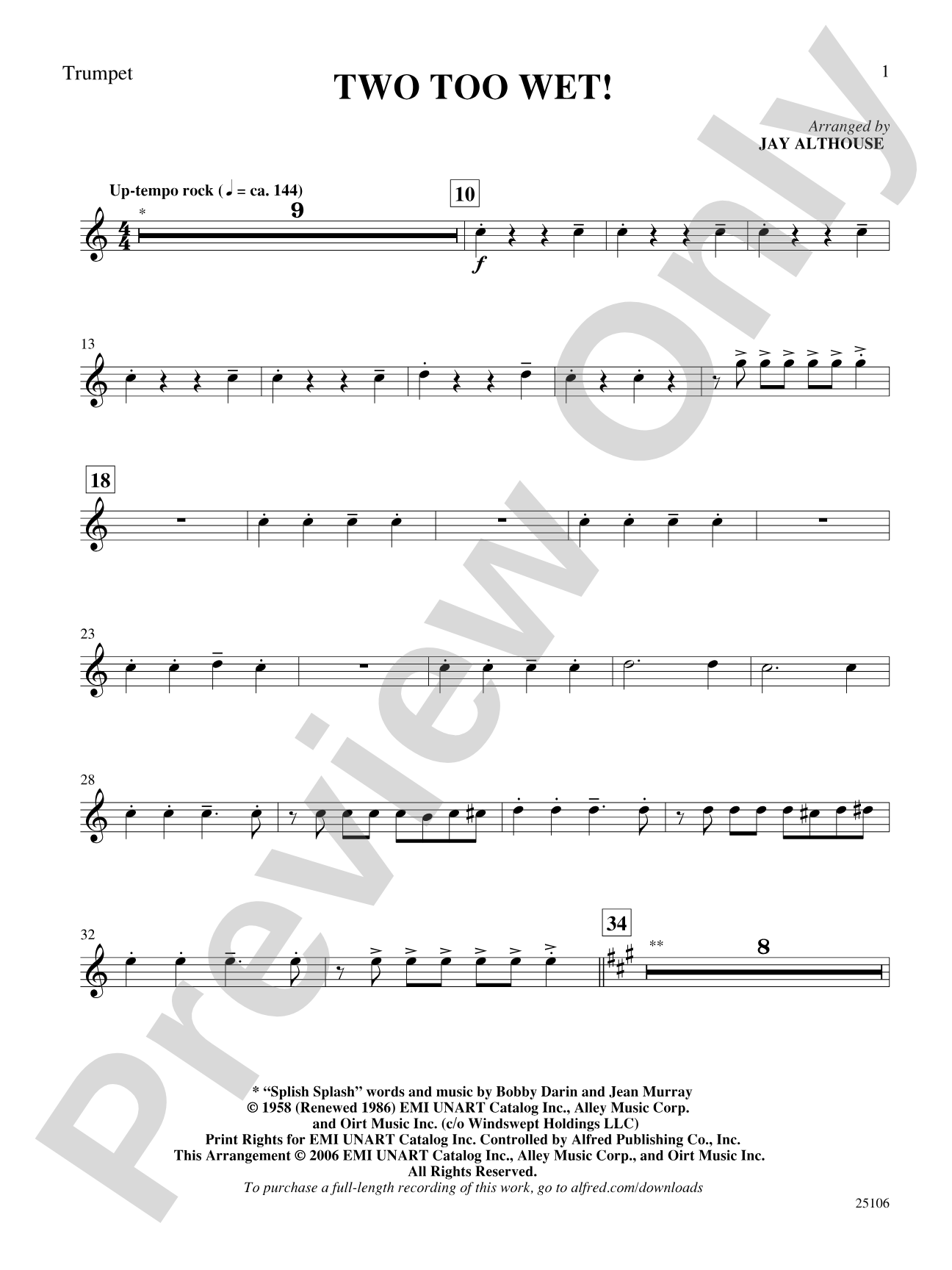 Two Too Wet!: 1st B-flat Trumpet: Choral SoundPax