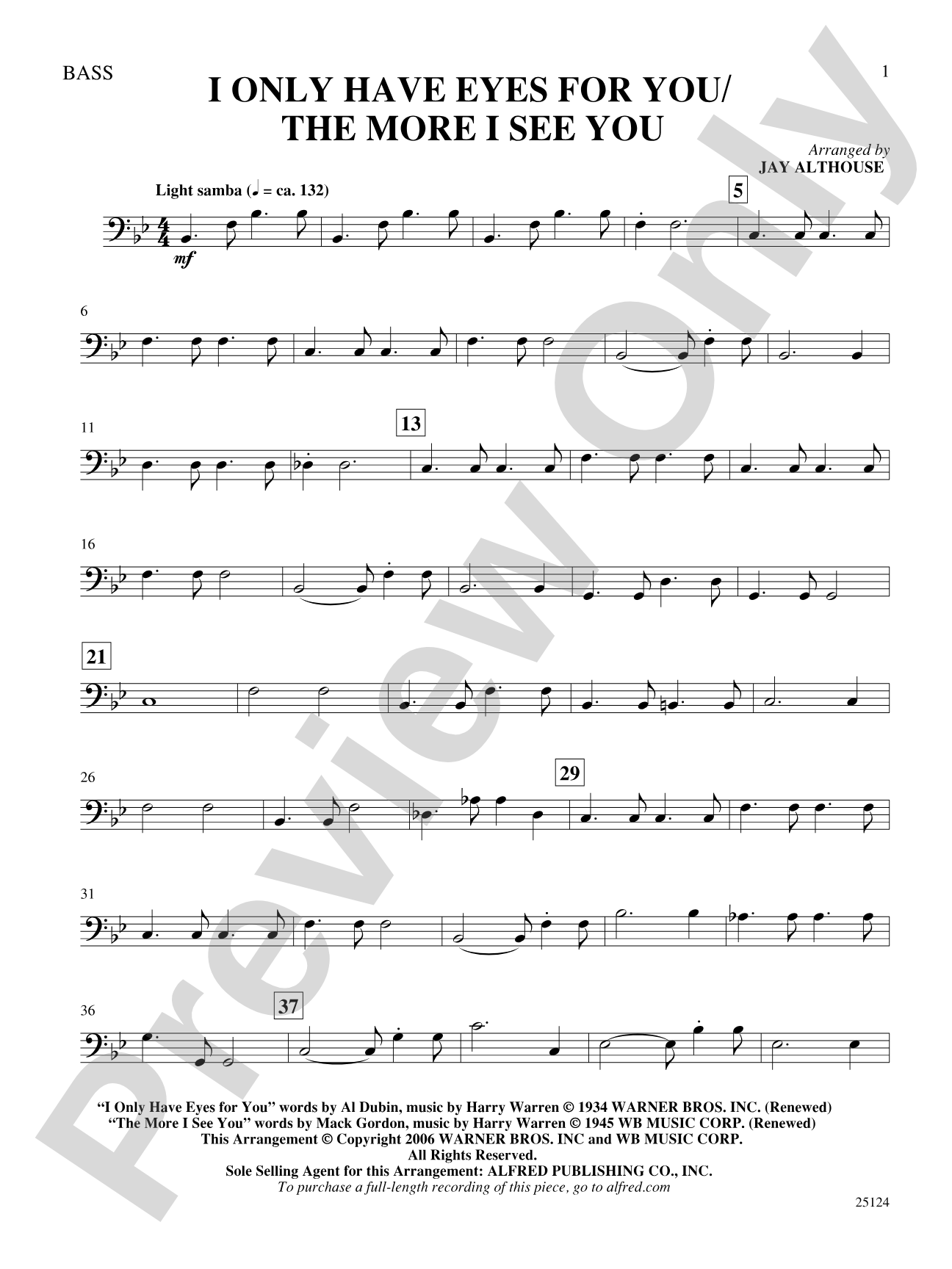 I Only Have Eyes for You / The More I See You: String Bass: Choral SoundPax