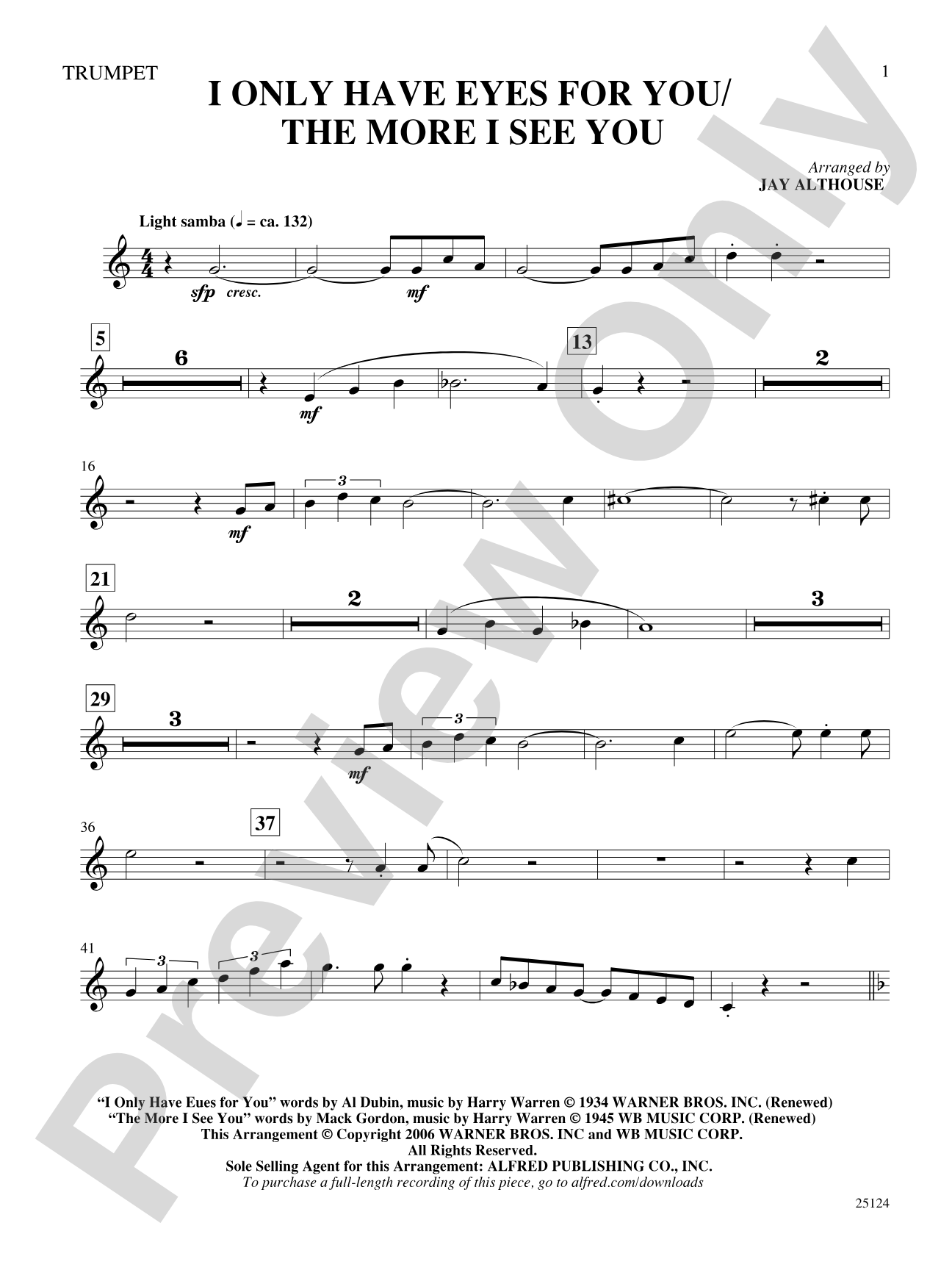 I Only Have Eyes for You / The More I See You: 1st B-flat Trumpet: Choral SoundPax